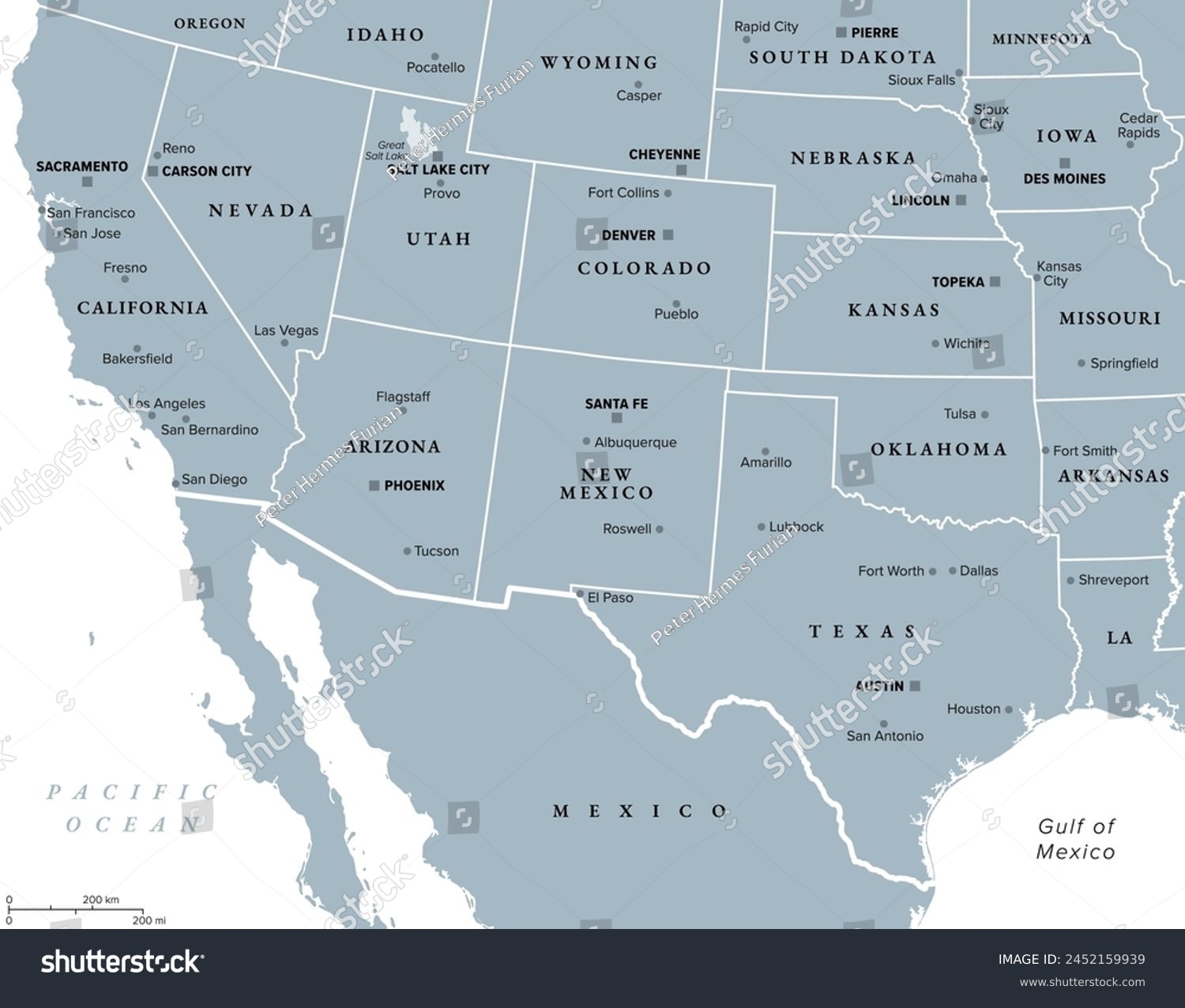 Southwest Region United States Gray Political Stock Vector Royalty Free 2452159939 Shutterstock