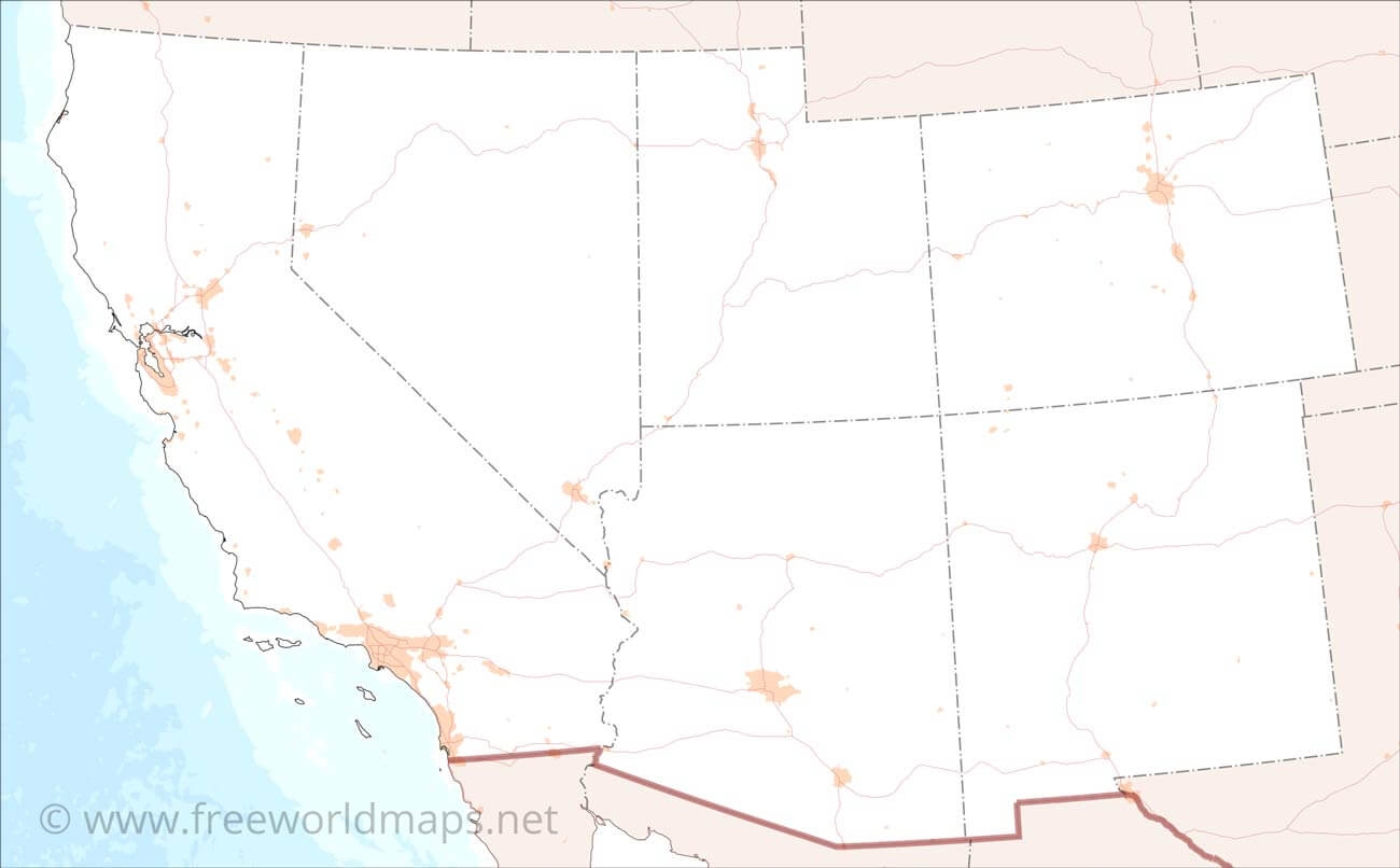 Southwestern US Political Map By Freeworldmaps