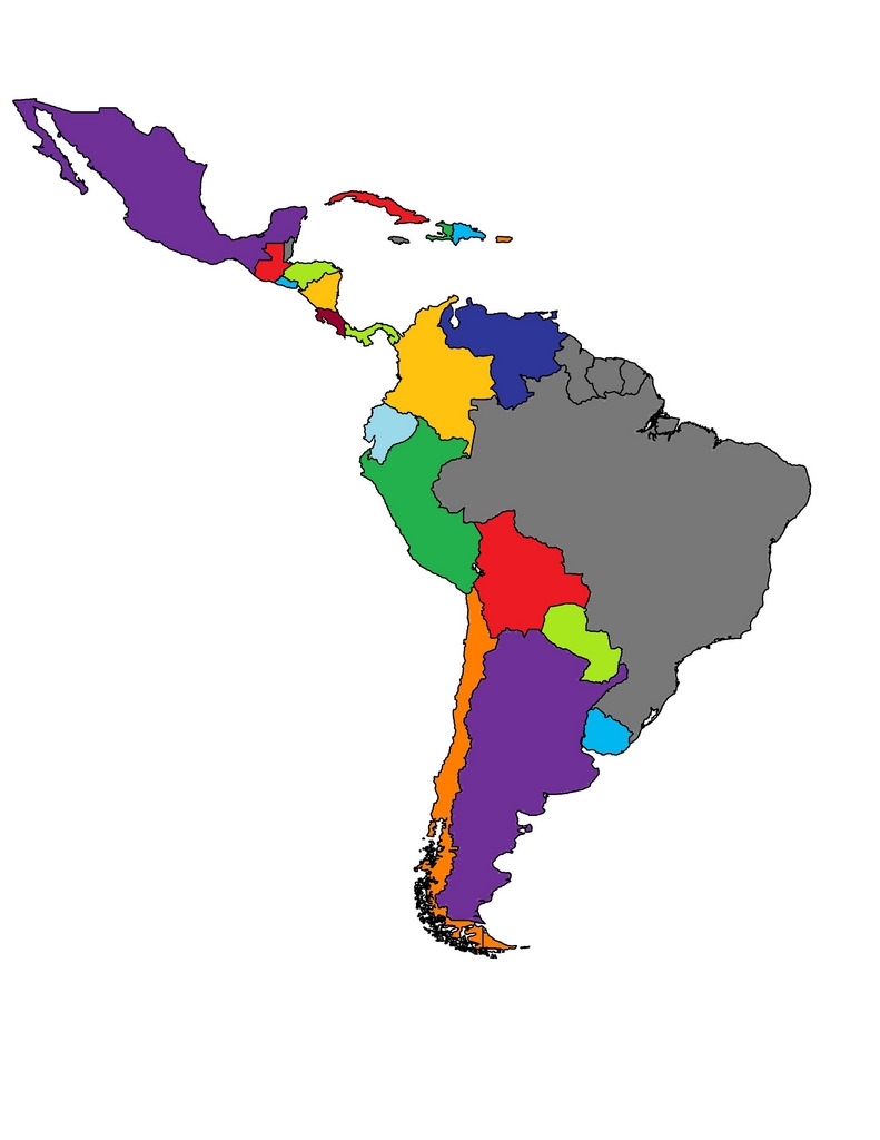 blank map of the spanish speaking countries