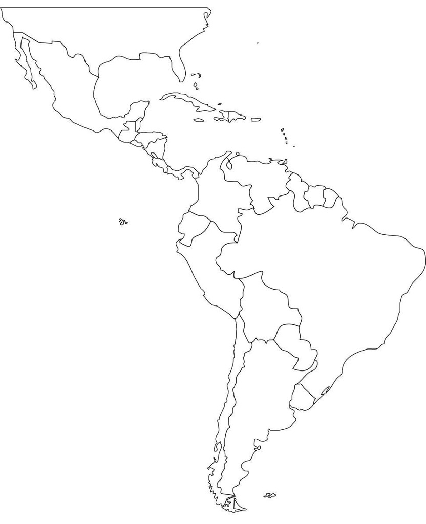 blank spanish speaking countries map