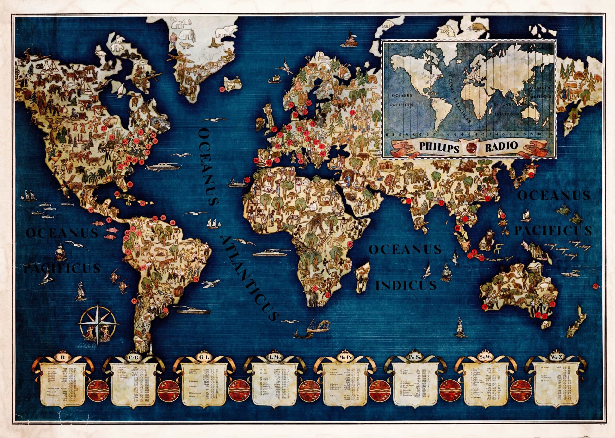 Spectacular Philips Pictorial Map Of The Global Shortwave Radio Network Rare Antique Maps Spectacular Philips Pictorial Map Of The Global Shortwave Radio Network Rare Antique Maps