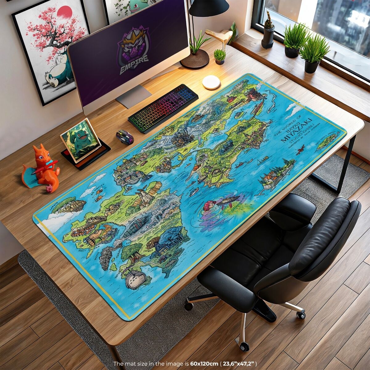 Spirited Away Ghibli Desk Mat Studio Ghibli World Map Mouse Pad Miyazaki Desk Mat Anime Gaming