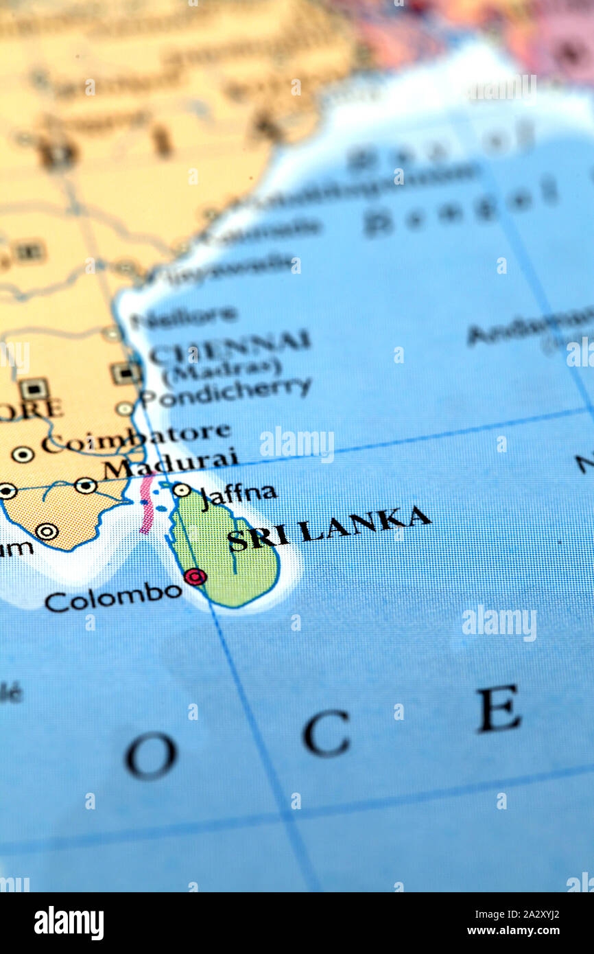Sri Lanka On Atlas World Map Stock Photo Alamy