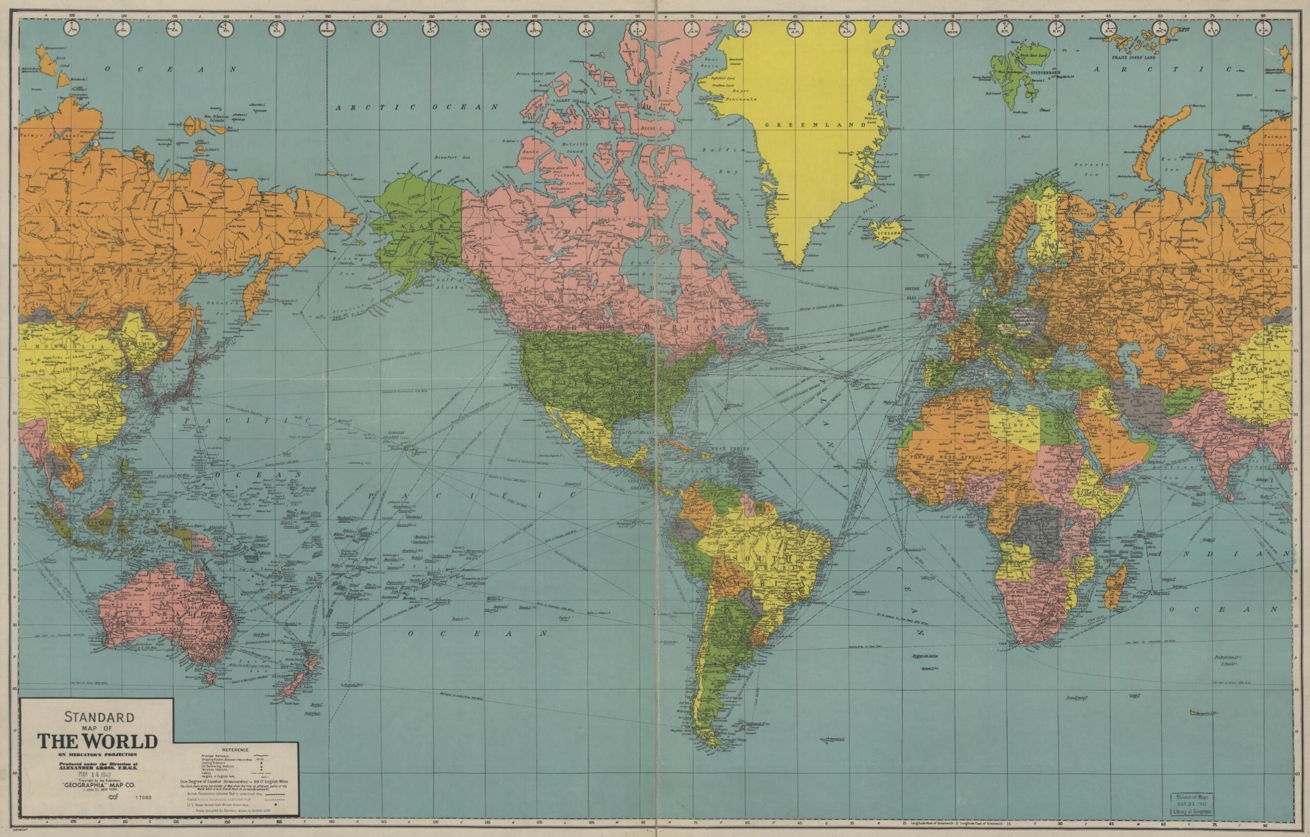 Standard Map Of The World Library Of Congress