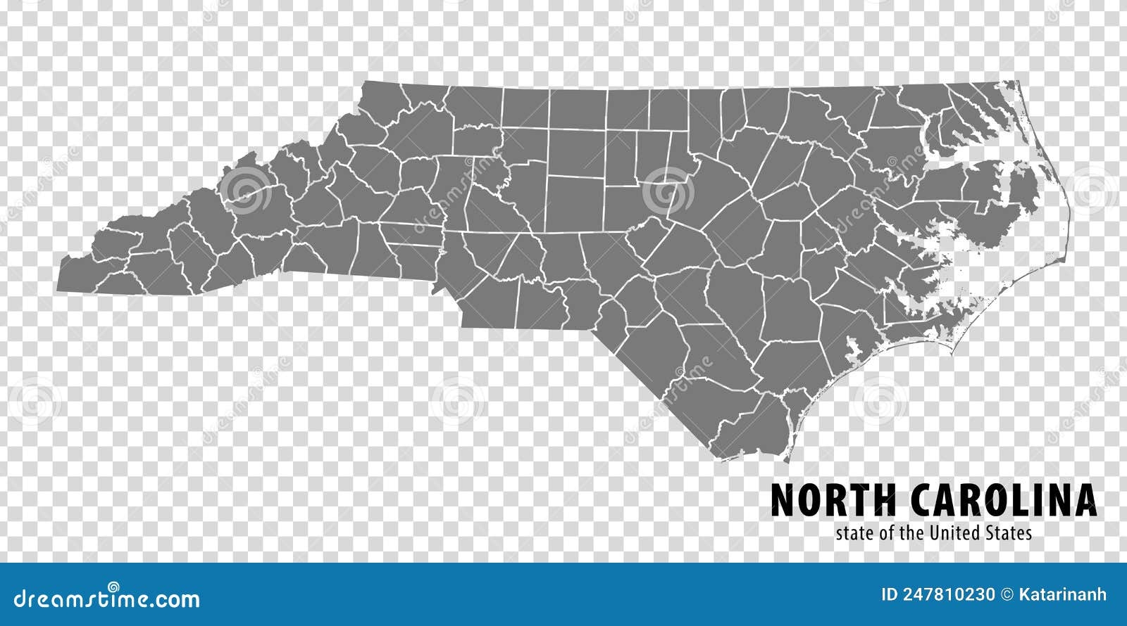 State North Carolina Map On Transparent Background Blank Map Of North Carolina With Regions In Gray Stock Vector Illustration Of Contour Outline 247810230