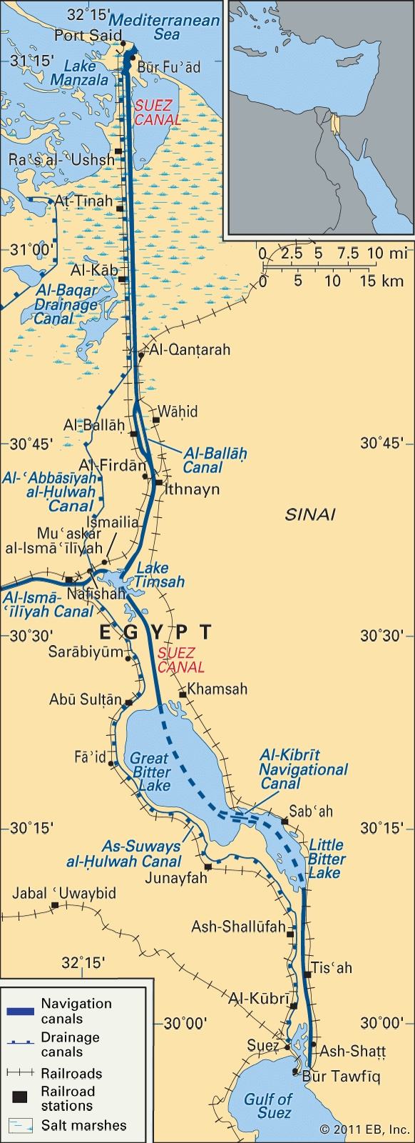 world map of suez canal