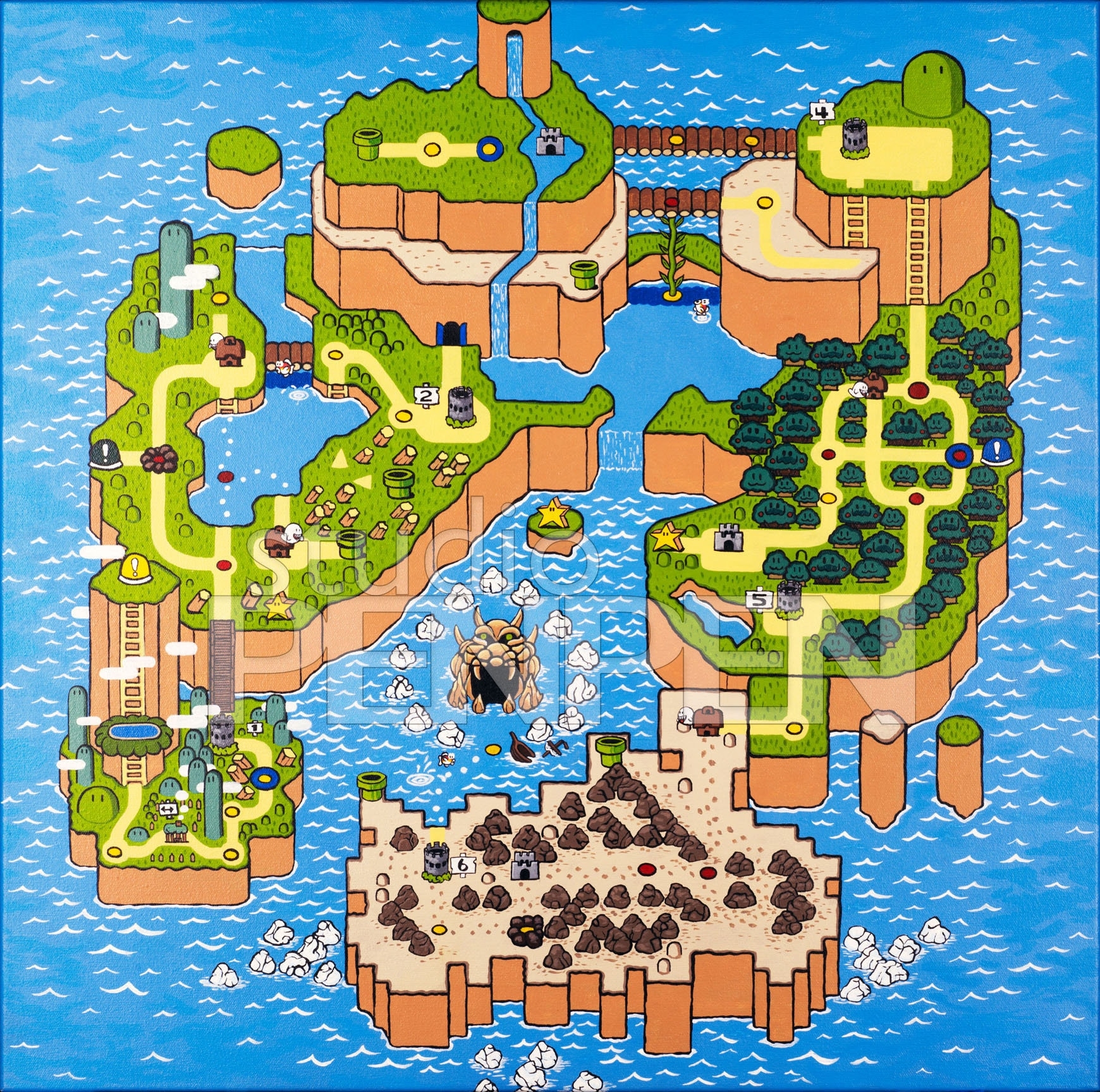 Super Mario World Map Original Or Autumn Flavored Etsy