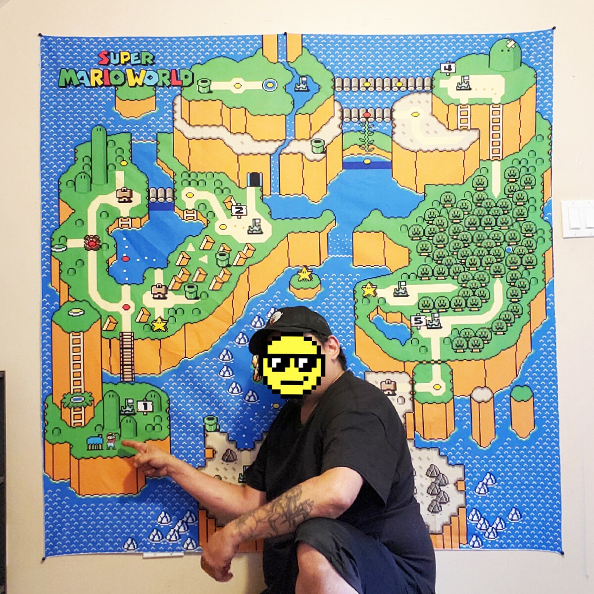 Super Mario World Map Tapestry SNES Banner Wall Flag Retro Game Room Gift EBay