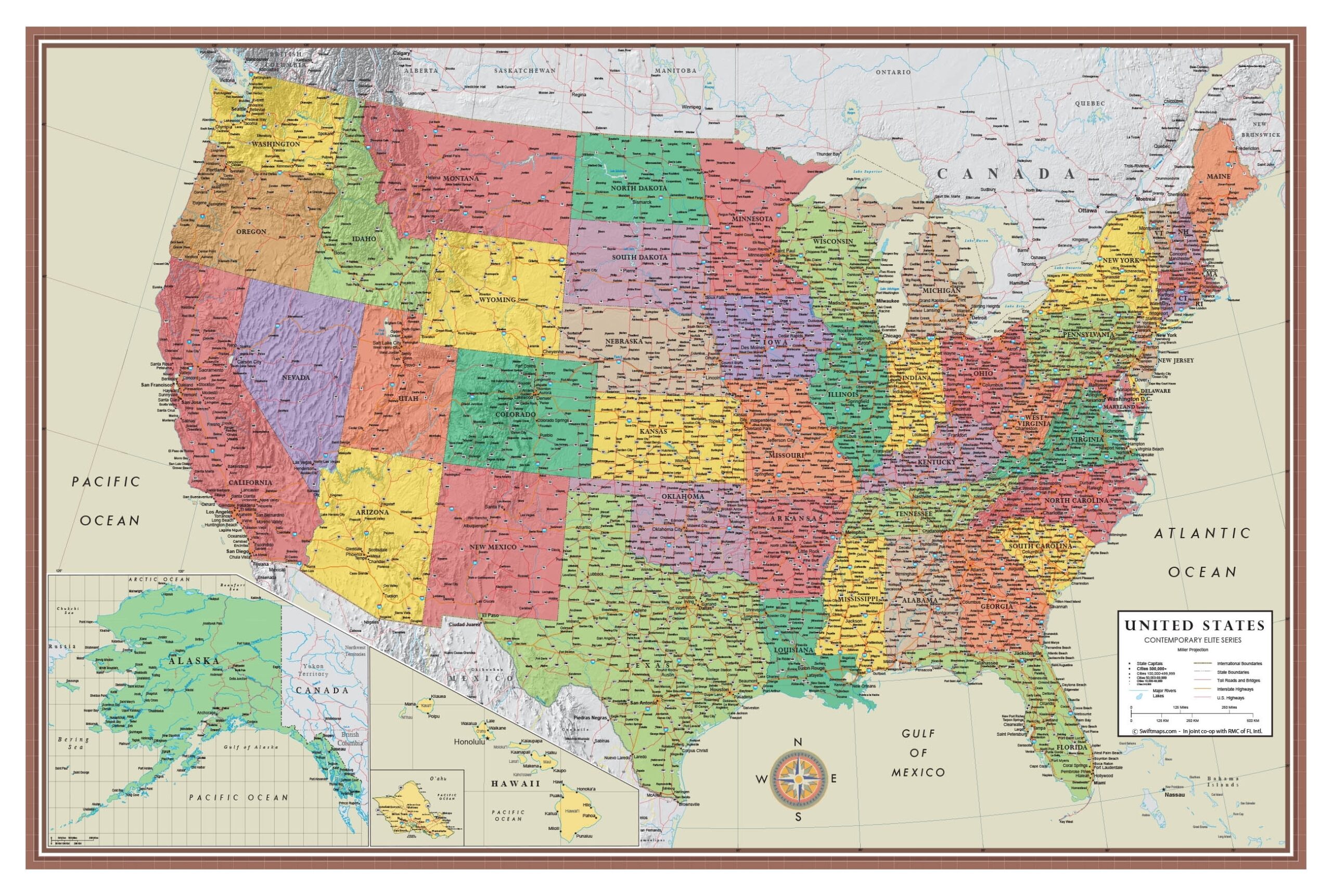 Swiftmaps Large 48x78 USA Contemporary Elite Wall Map Laminated For Dry Erase Walmart