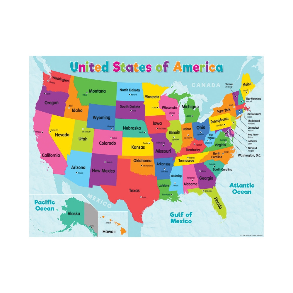 Teacher Created Resources Colorful United States Of America Map Chart