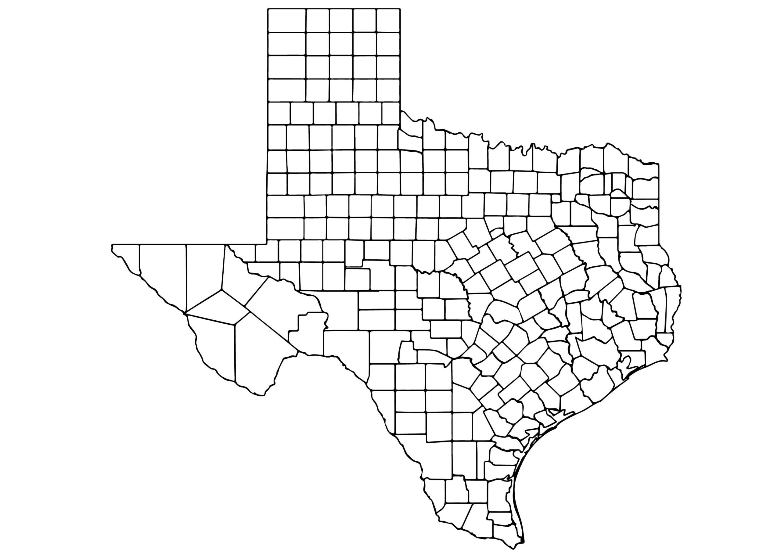 Texas Counties Map Digital Download Jpeg Png Svg Dwg Pdf Illustrator Files Etsy