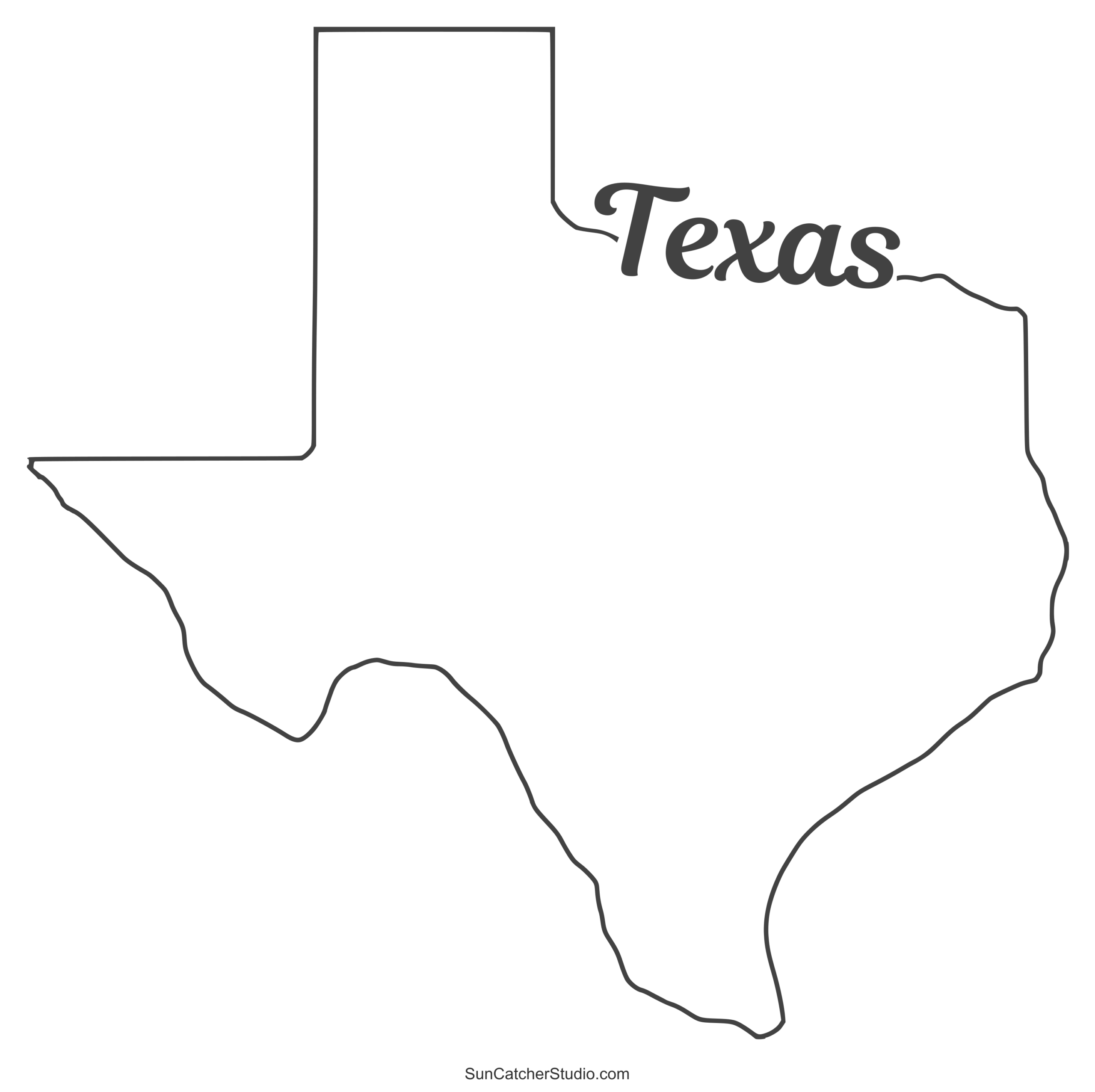 Texas Map Outline Printable State Shape Stencil Pattern Free Printables Lettering SVG Files Tools Apps