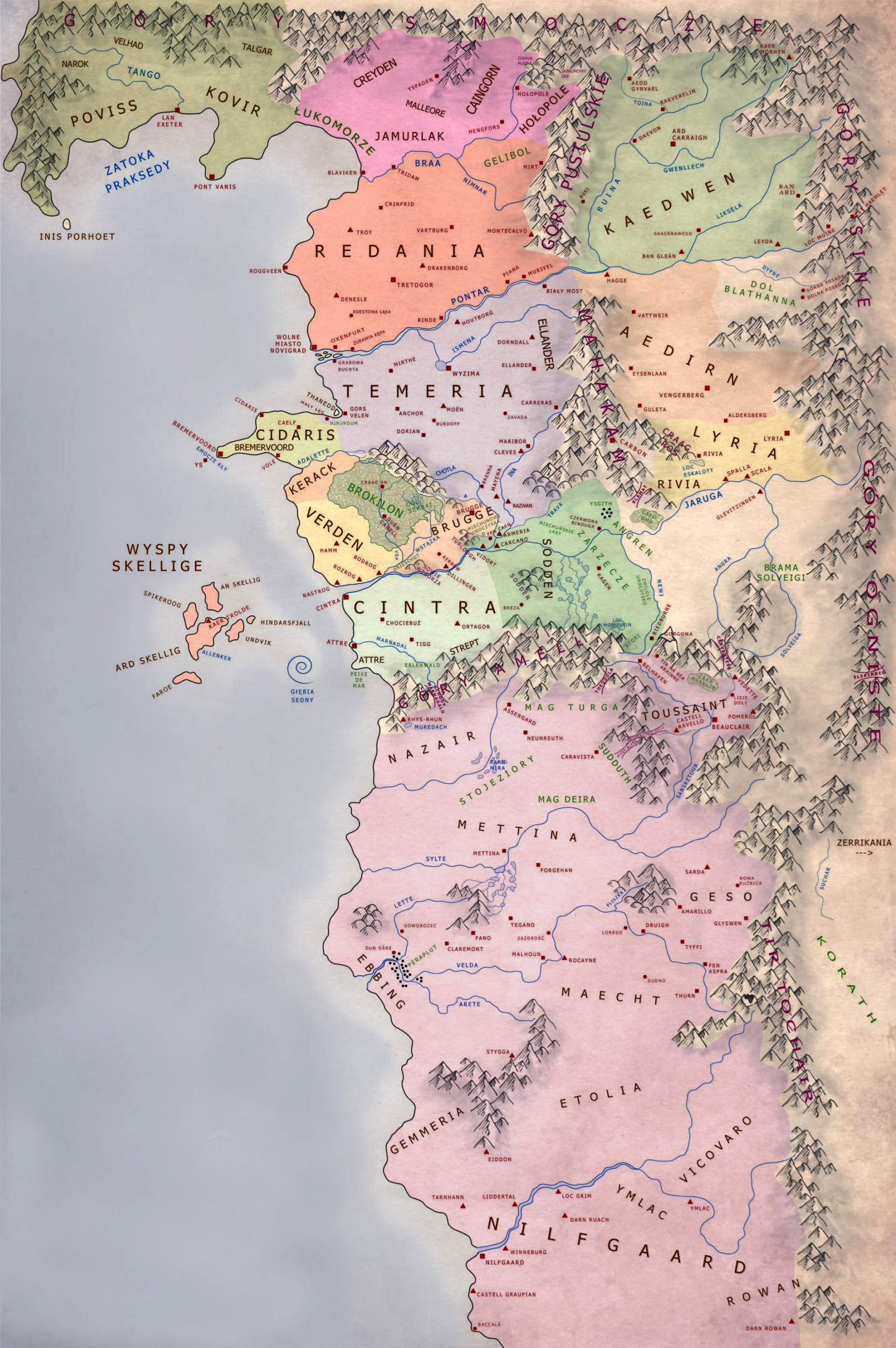 The Continent Map In World Of The Witcher World Anvil