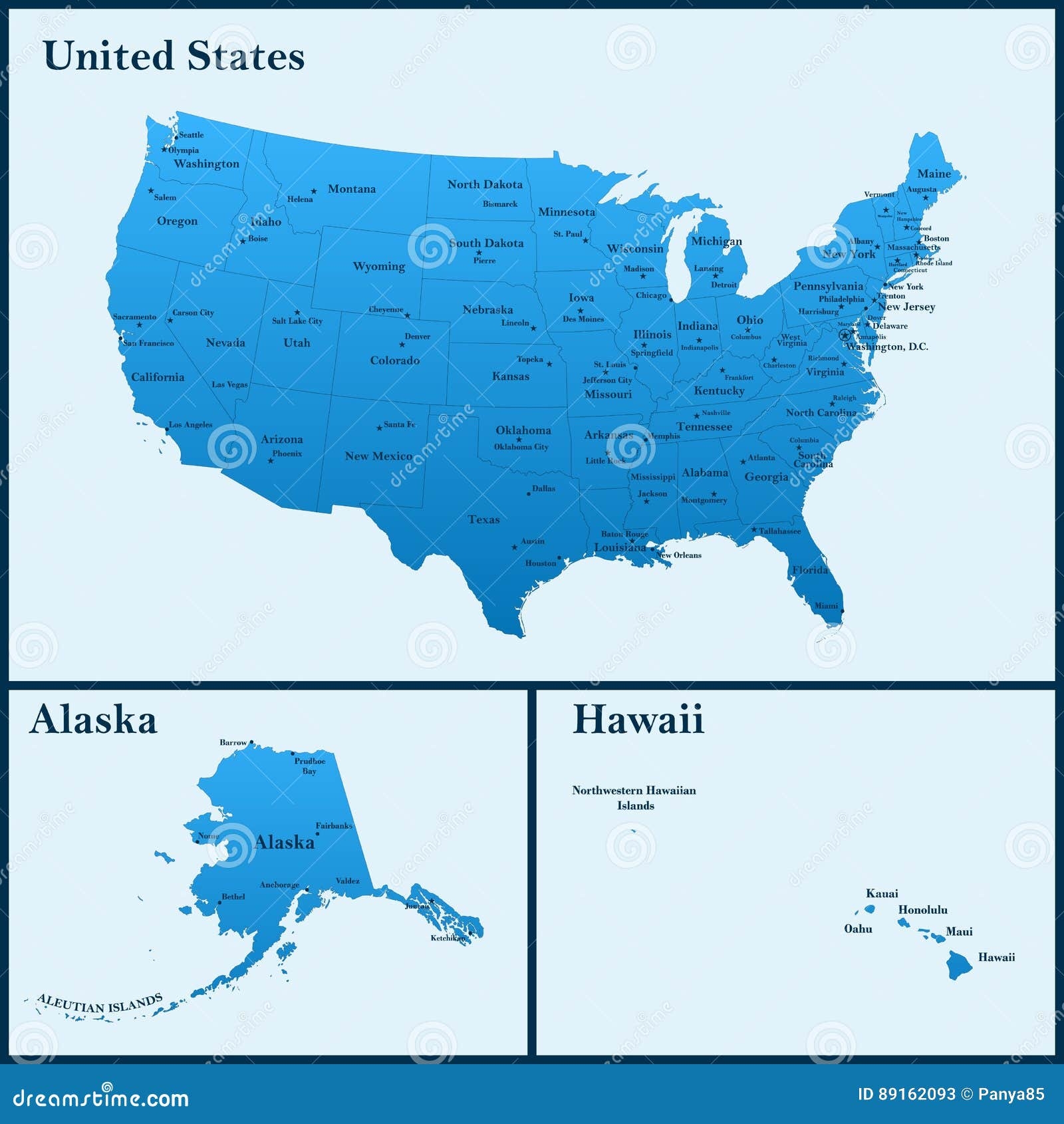 map of united states and hawaiian islands