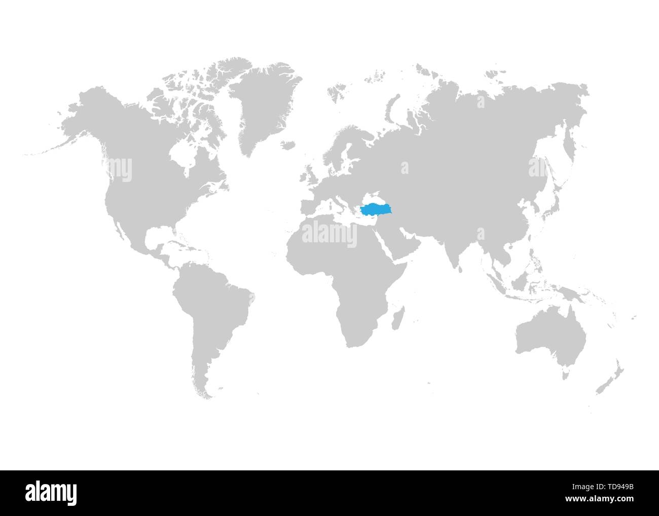 The Map Of Turkey Is Highlighted In Blue On The World Map Stock Vector Image Art Alamy