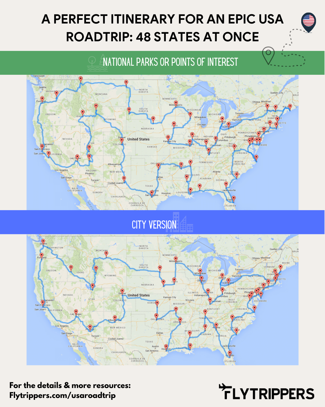 The Perfect Itinerary For An Epic USA Roadtrip 48 States At Once Flytrippers