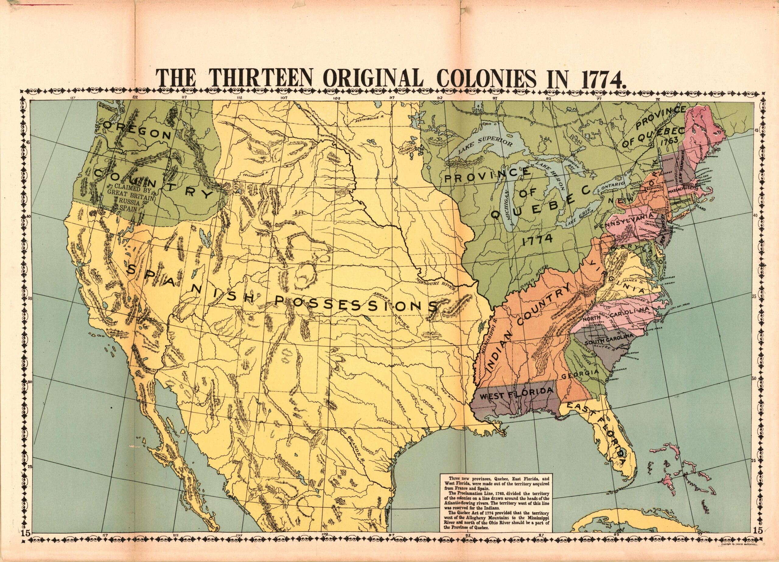 The Thirteen Original Colonies In 1774 Library Of Congress