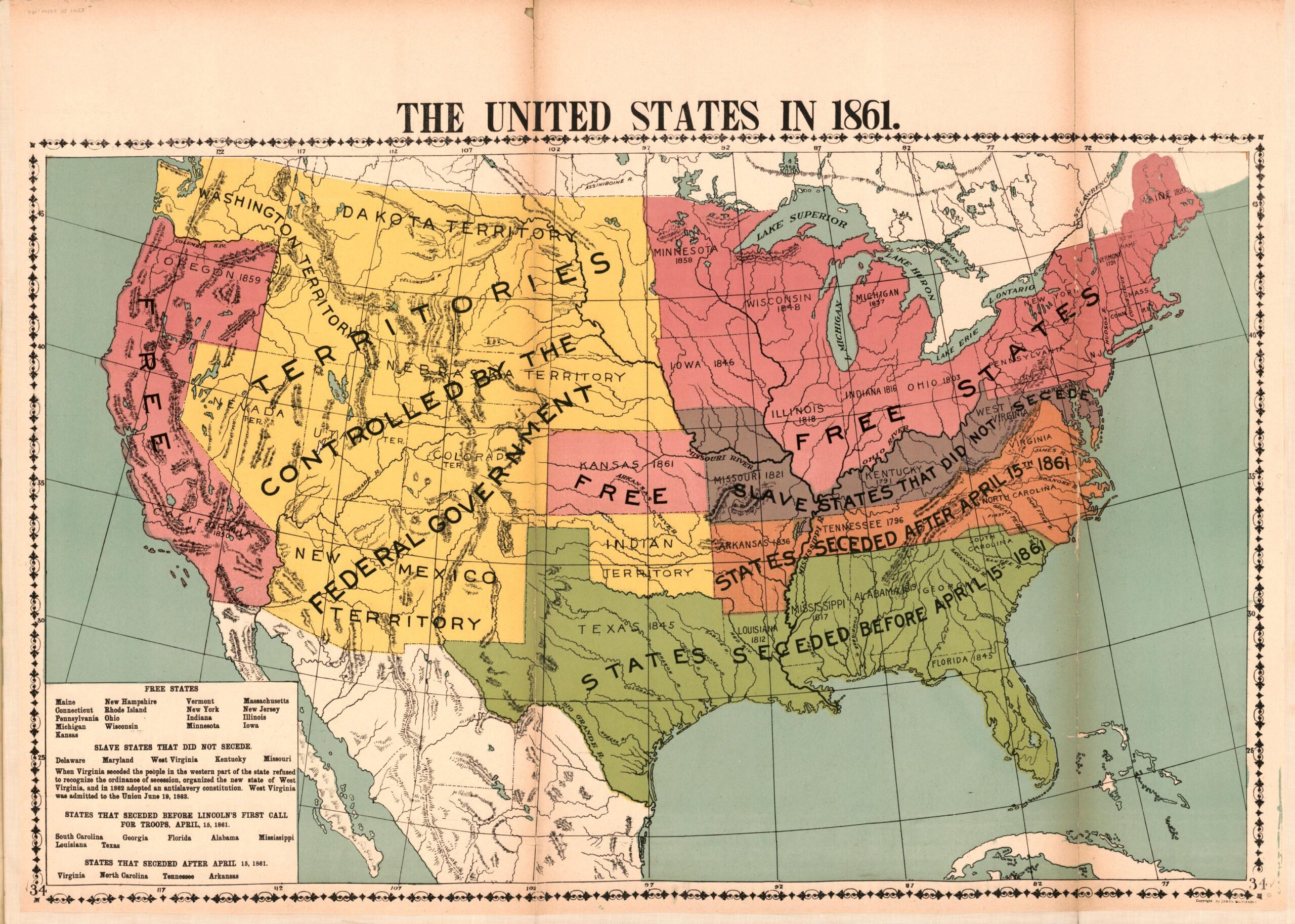 The United States In 1861 Library Of Congress