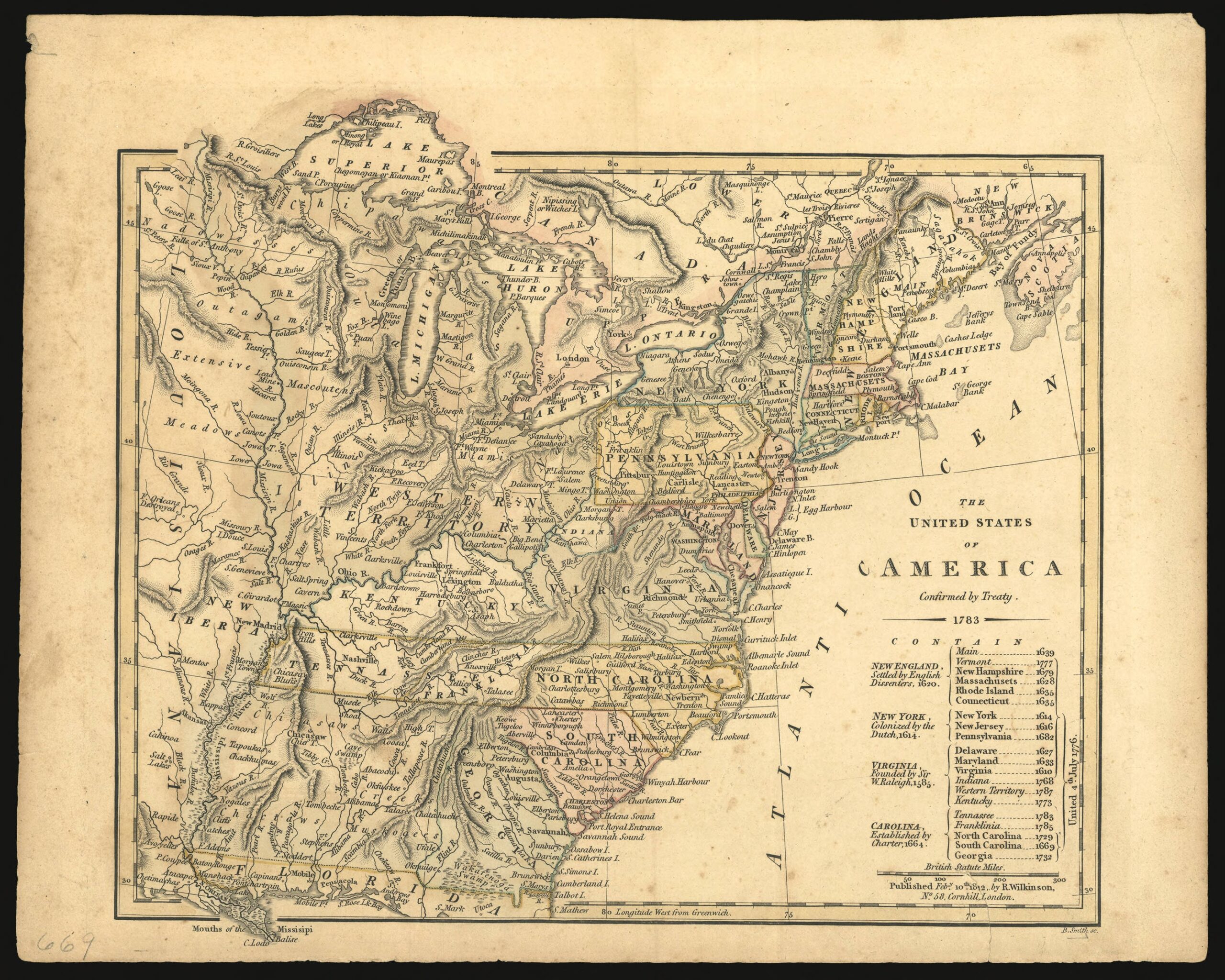The United States Of America Confirmed By Treaty 1783 Maps At The Tennessee State Library Archives Tennessee Virtual Archive