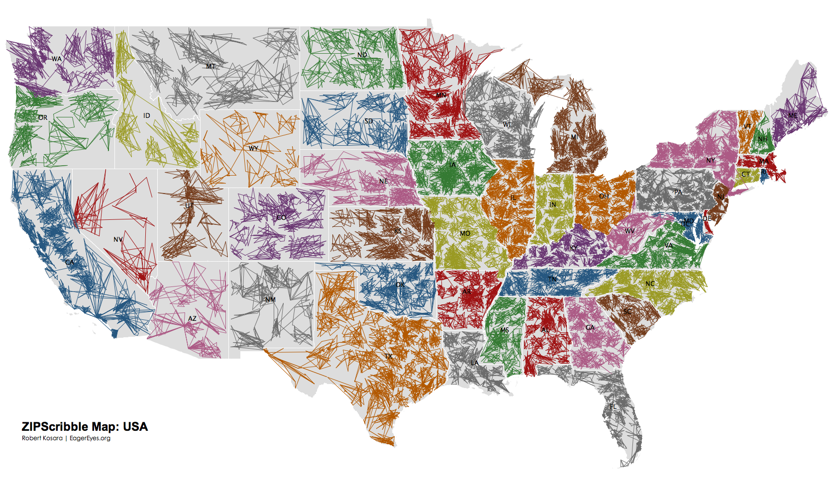The US ZIPScribble Map Eagereyes