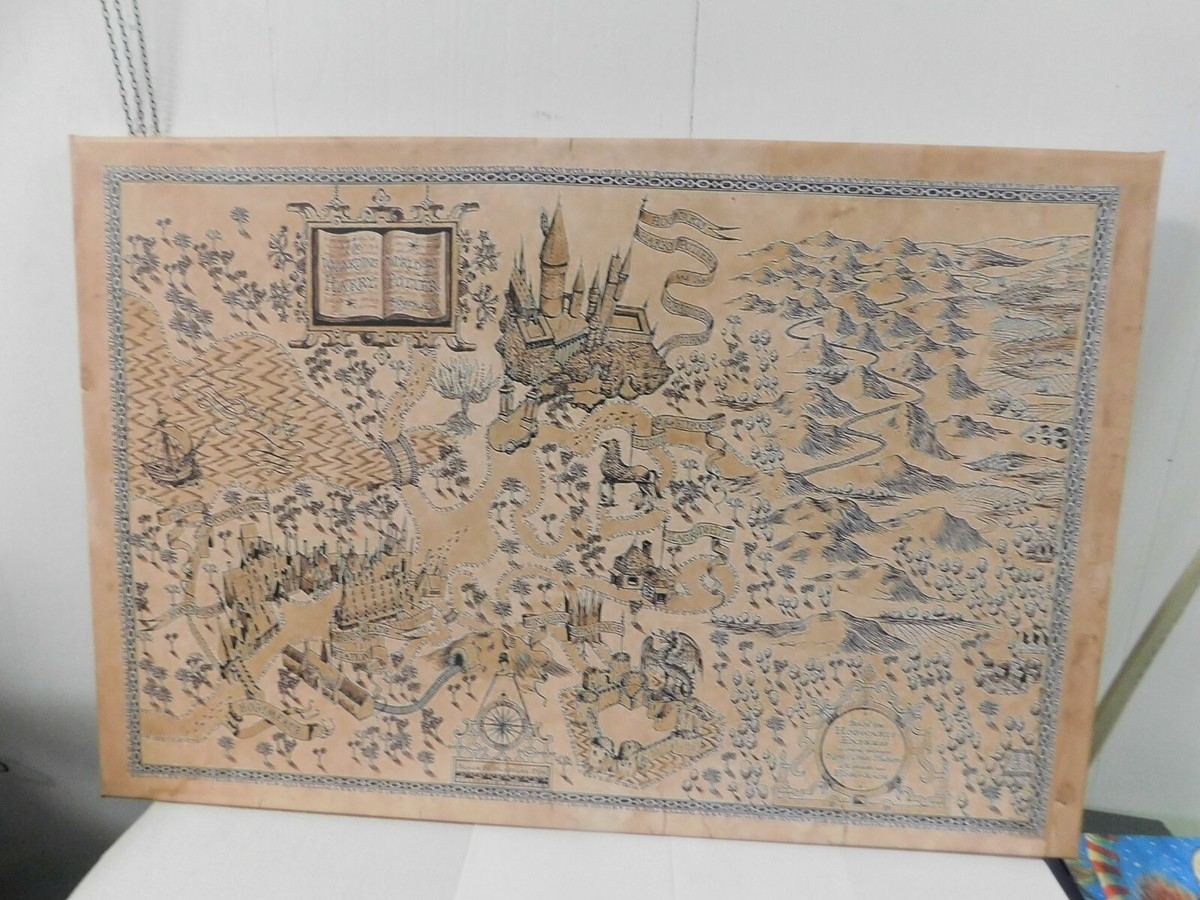 The Wizarding World Of Harry Potter Canvas Map Hogsmeade Hogwarts 30 X 20 EBay
