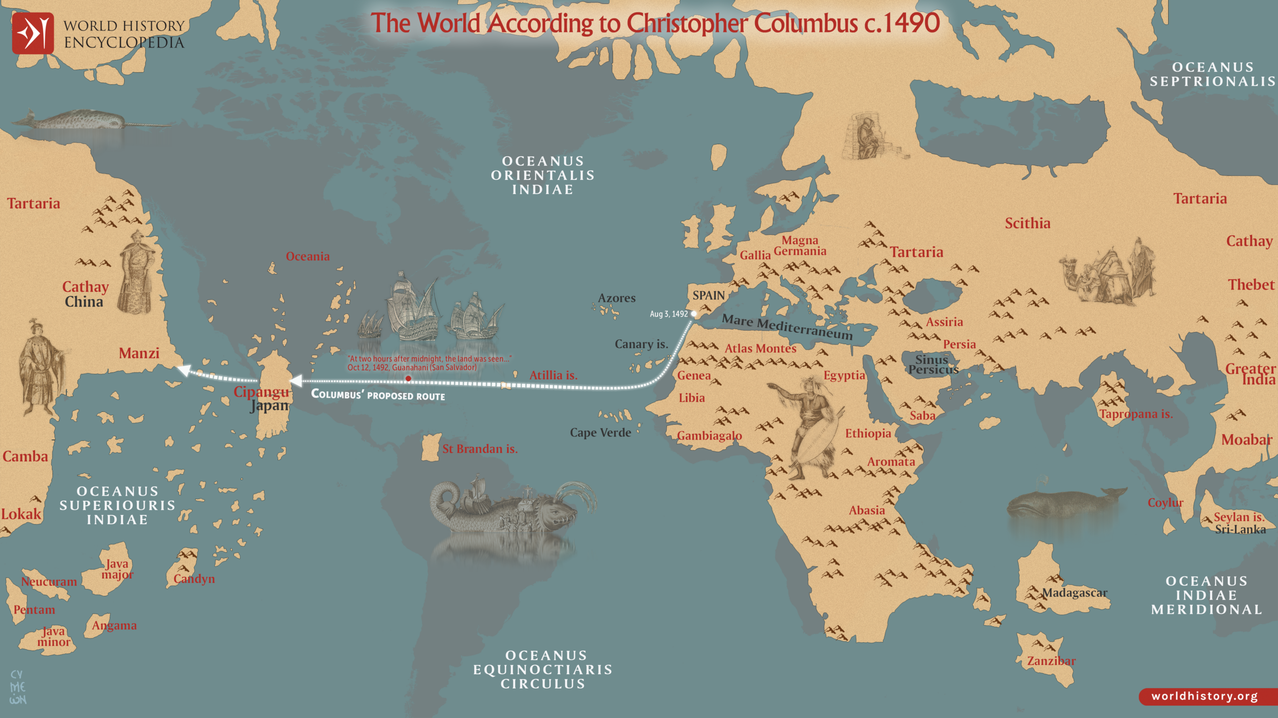 The World According To Columbus C 1490 World History Encyclopedia