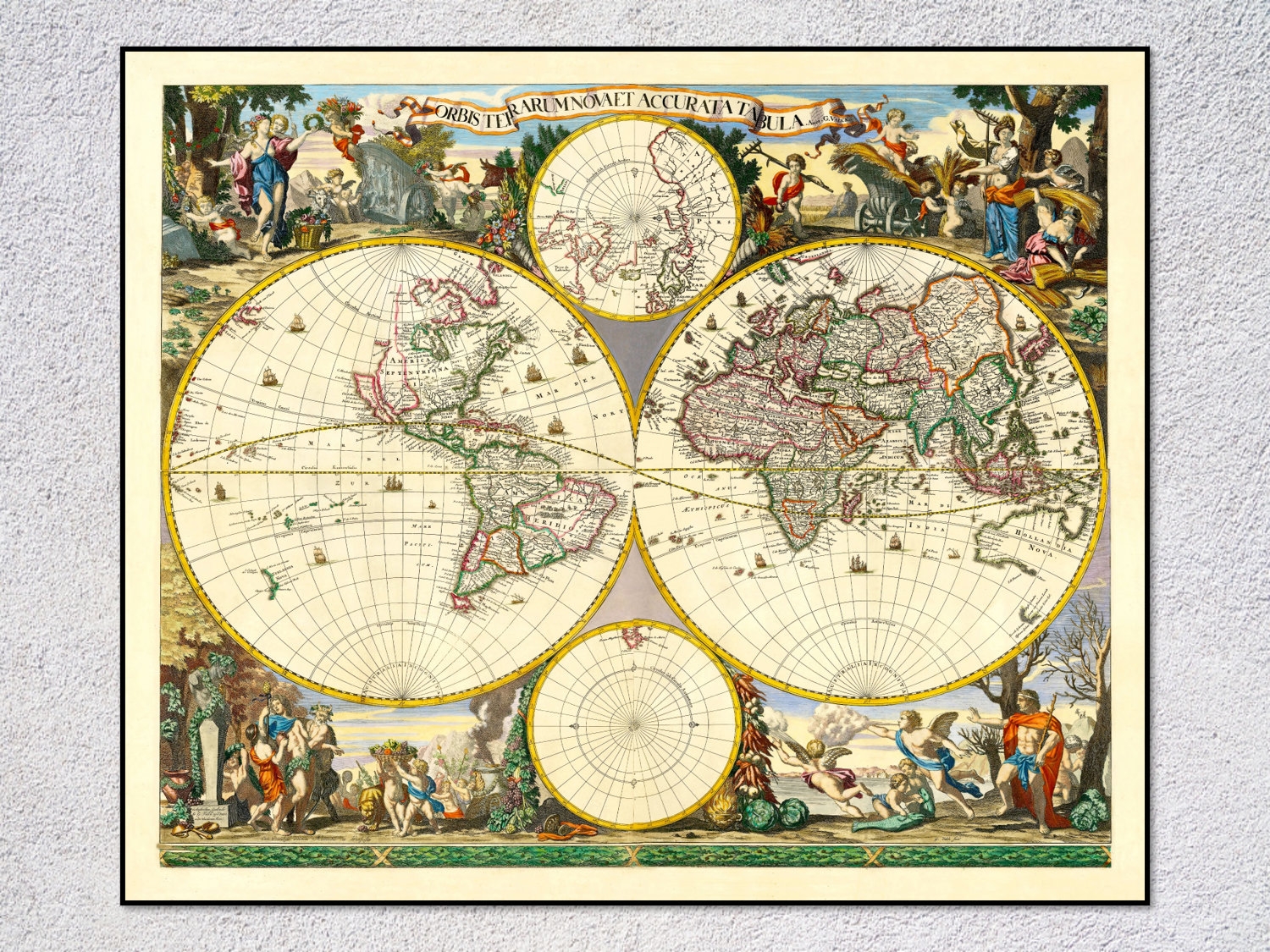 The World Map 1700 Vintage Map Featuring North South America Historical Wall Art Etsy