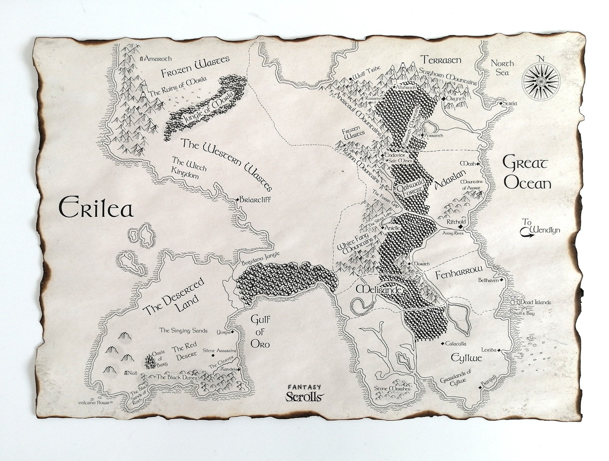 Throne Of Glass Map Erilea Aged Paper Print Etsy Sweden