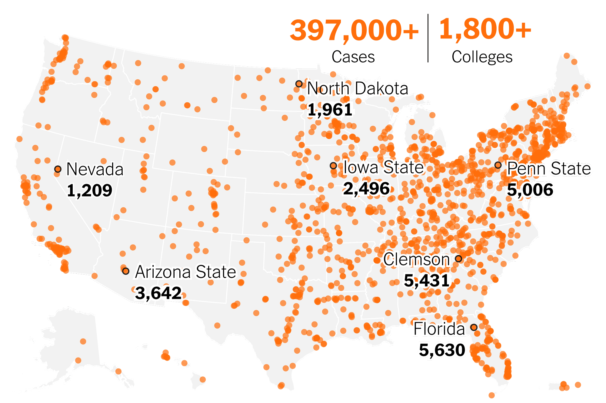 Tracking The Coronavirus At U S Colleges And Universities The New York Times