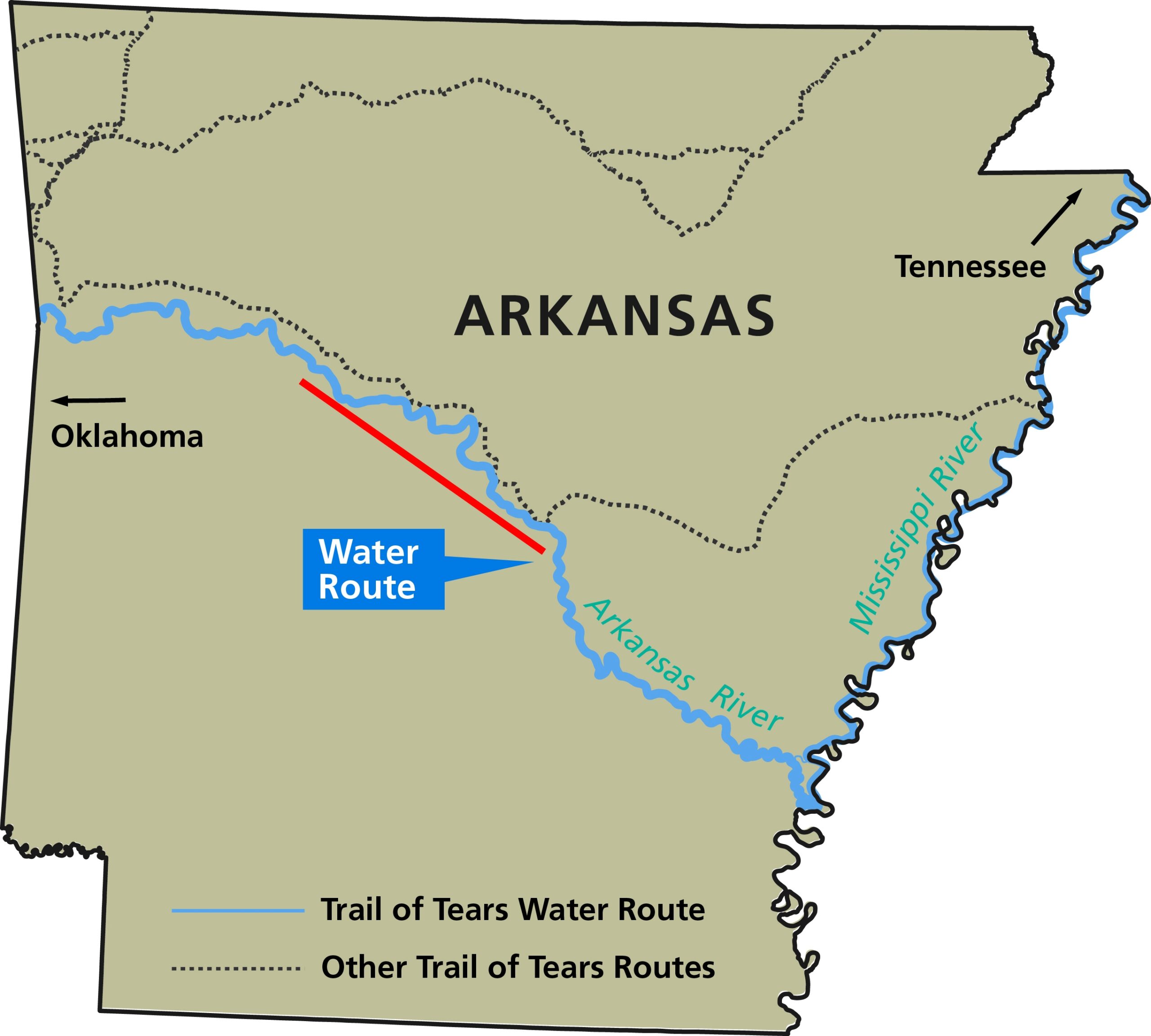 Trail Of Tears Arkansas River Water Route Itinerary U S National Park Service 
