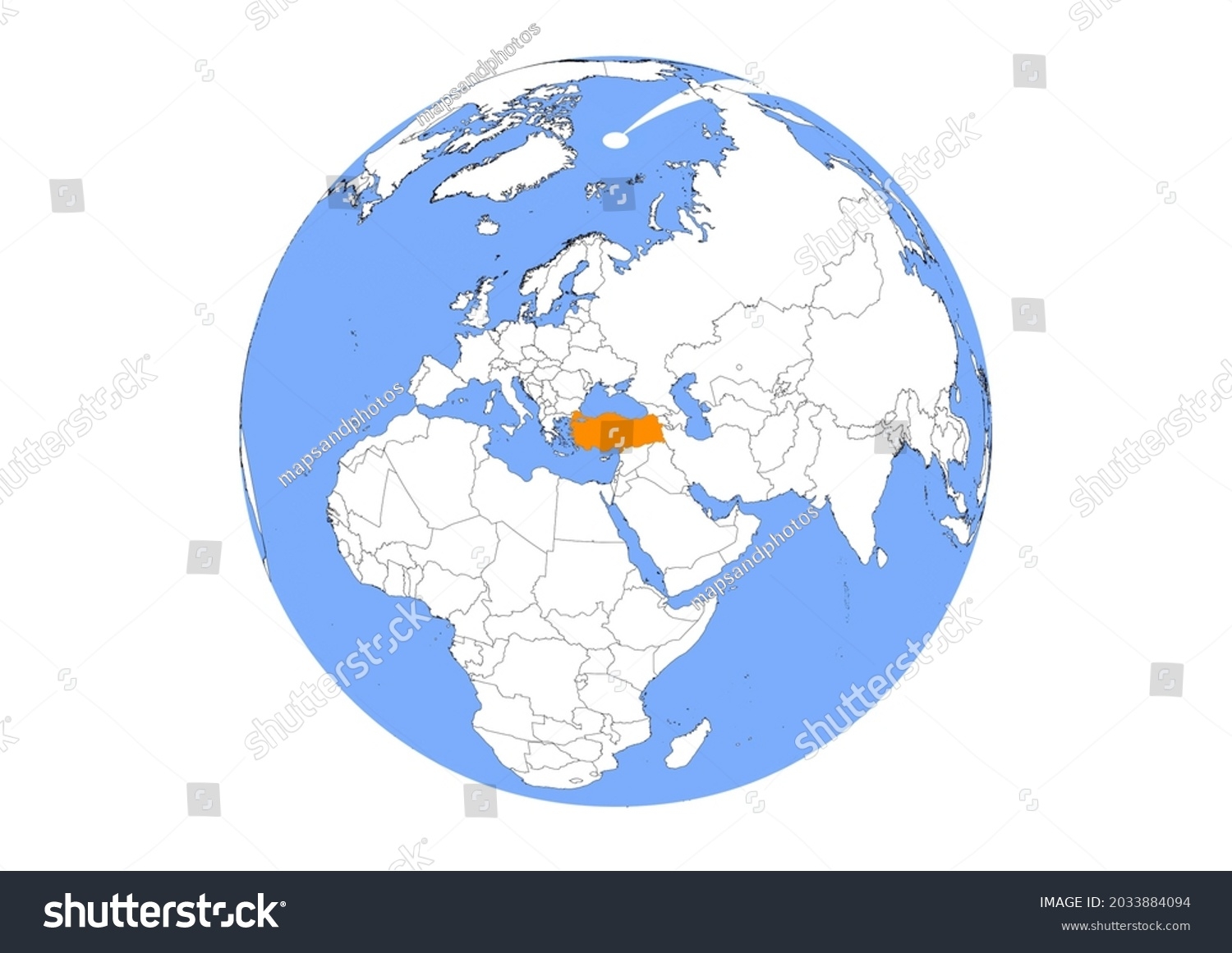 Turkey Map Map Turkey Center Globe Stock Illustration 2033884094 Shutterstock