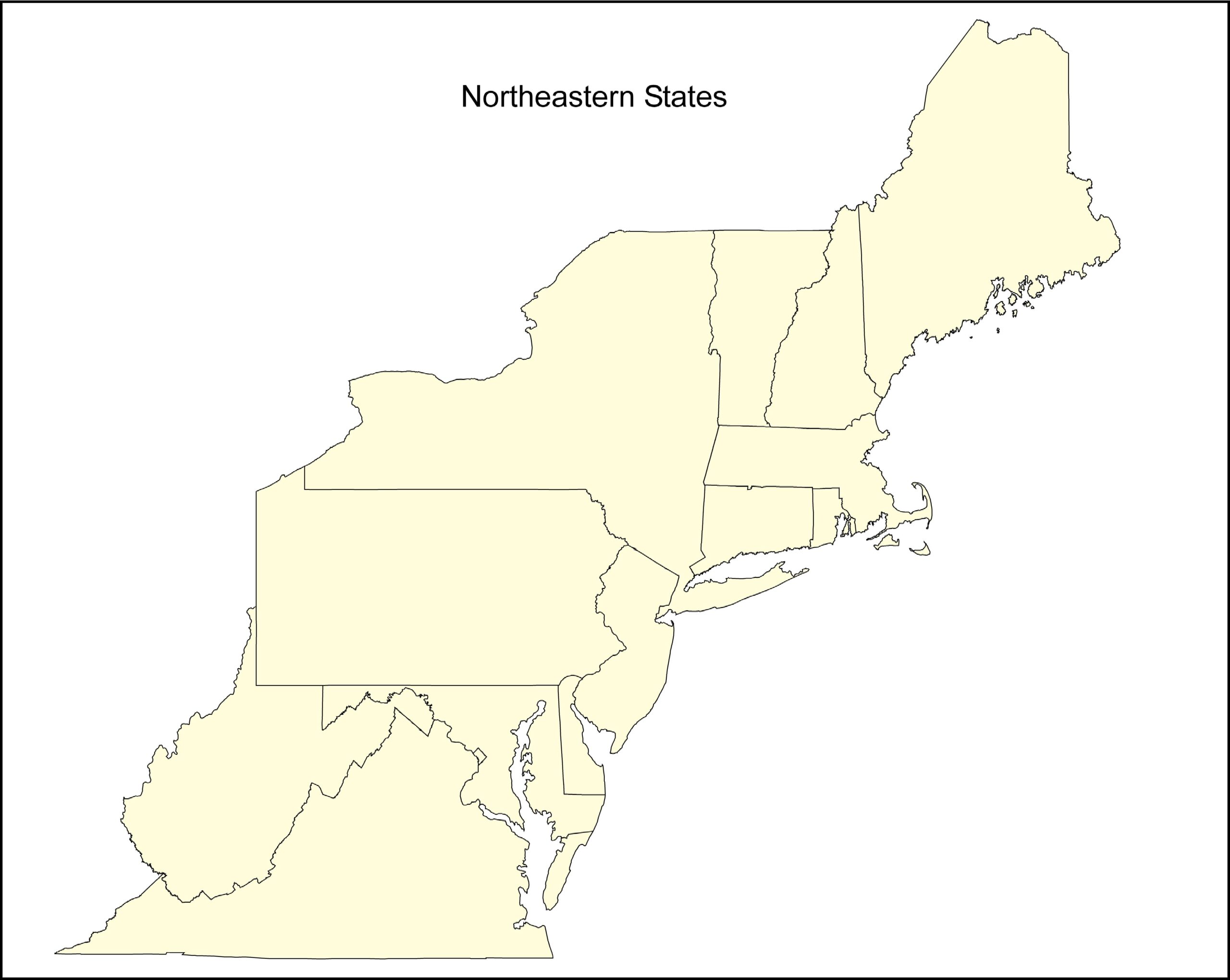blank us map northeast region