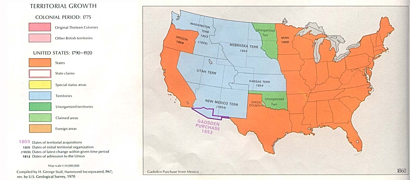 U S Territorial Growth 1860 NCpedia