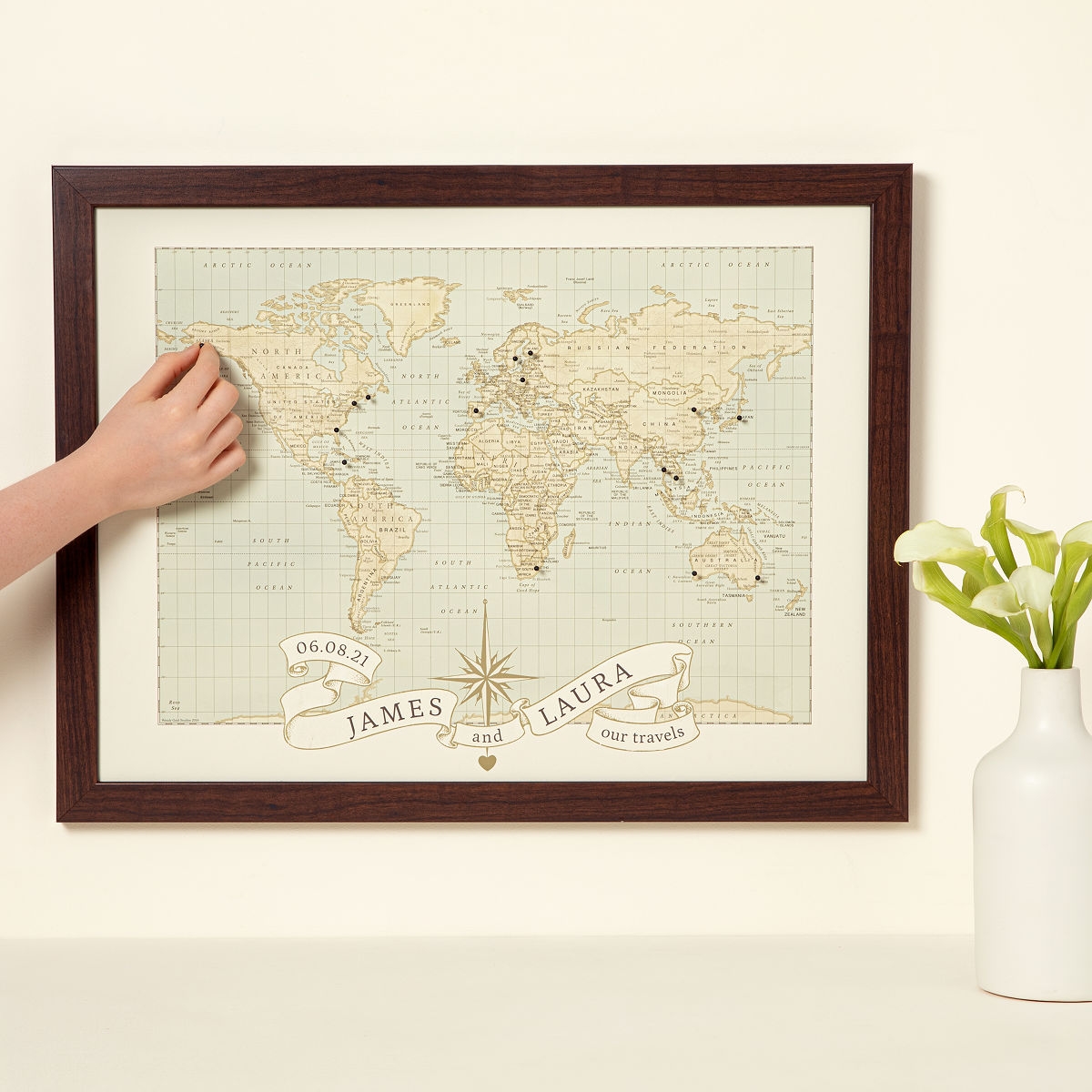 Uncommon Goods Personalized Anniversary Pushpin World Map Travel Art