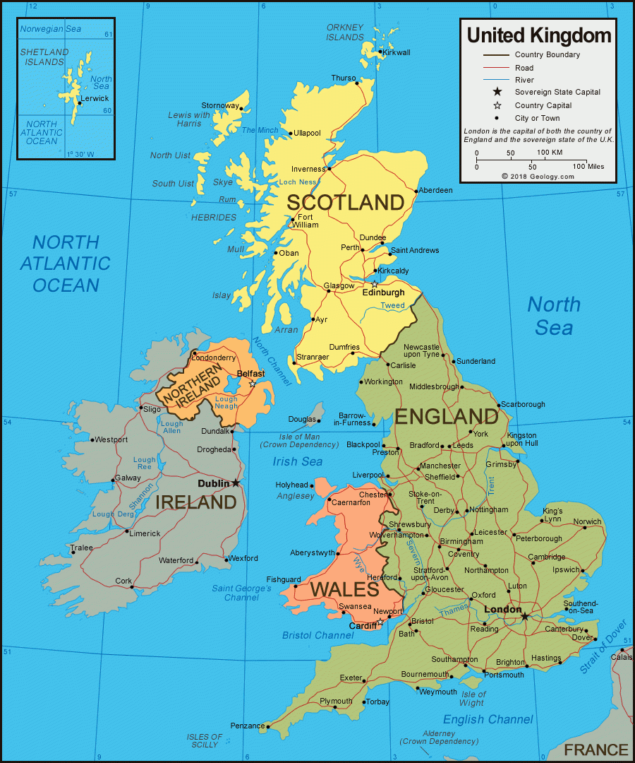 United Kingdom Map England Scotland Northern Ireland Wales
