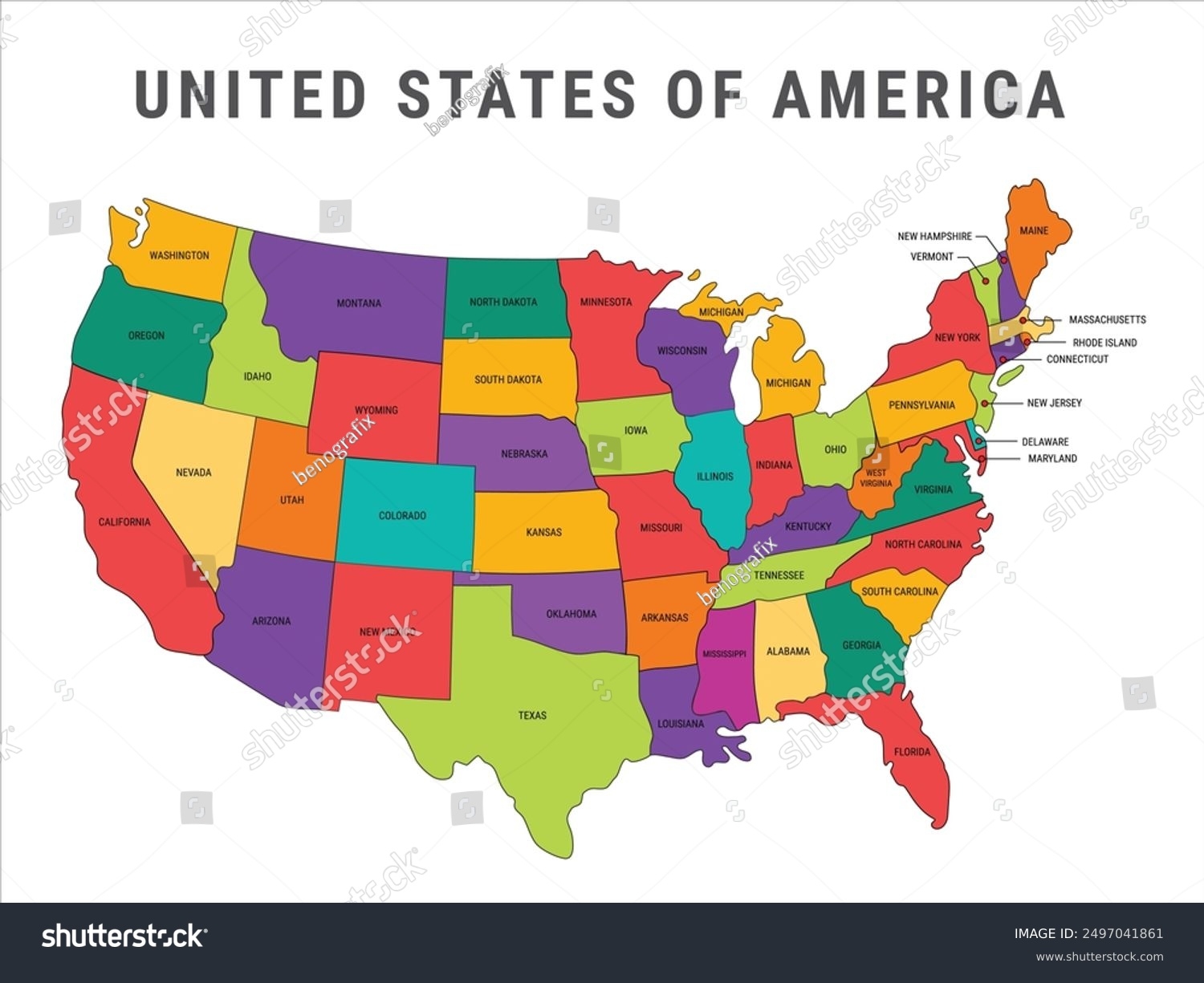 United State America Vector Illustration Map Stock Vector Royalty Free 2497041861 Shutterstock