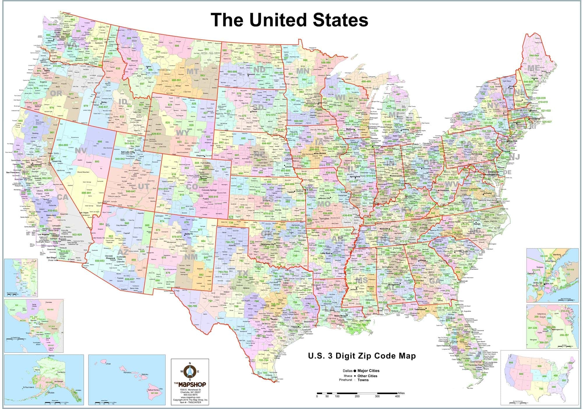 United States 3 Digit Zip Code Wall Map By MapShop The Map Shop