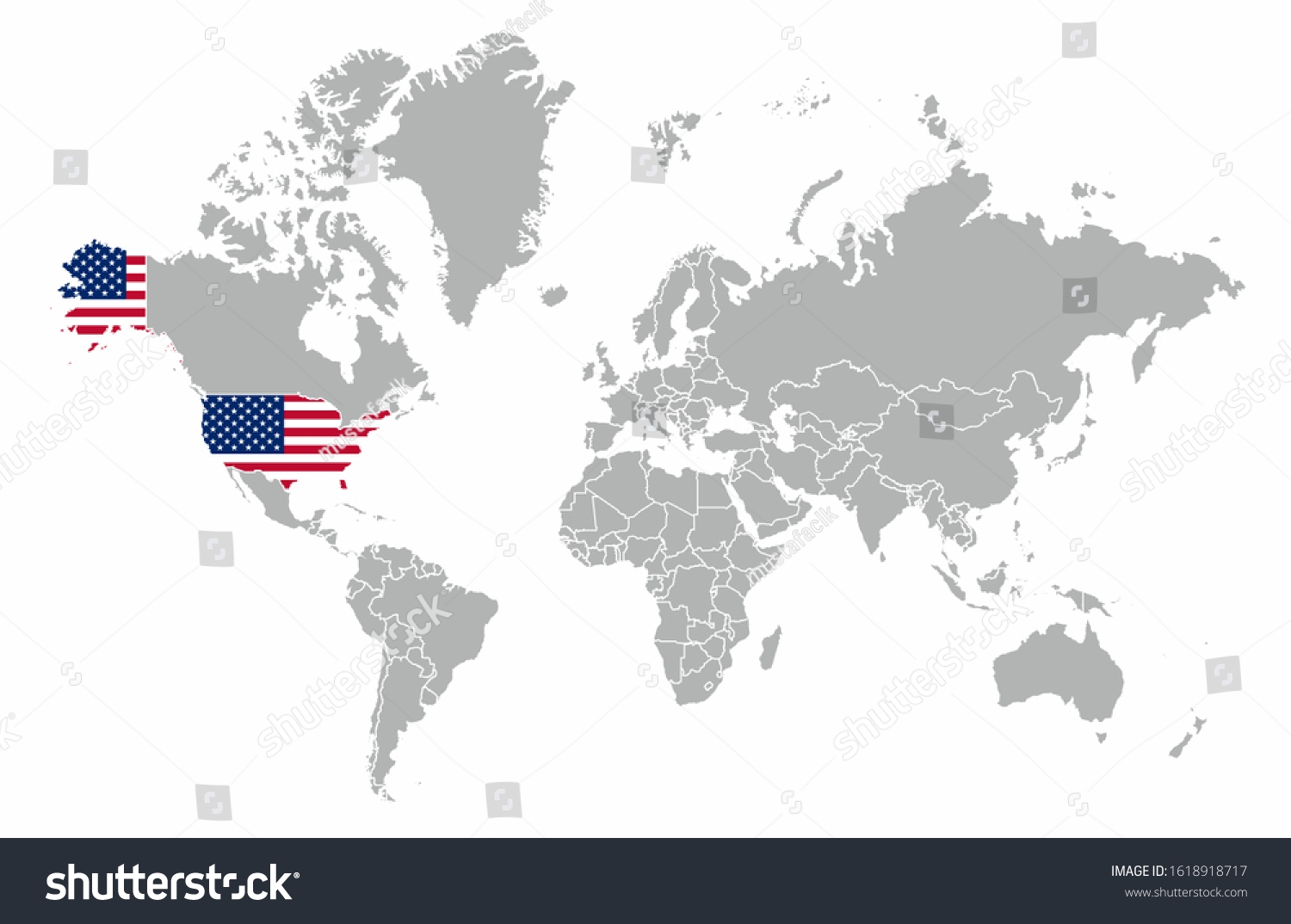 United States America On World Map Stock Vector Royalty Free 1618918717 Shutterstock