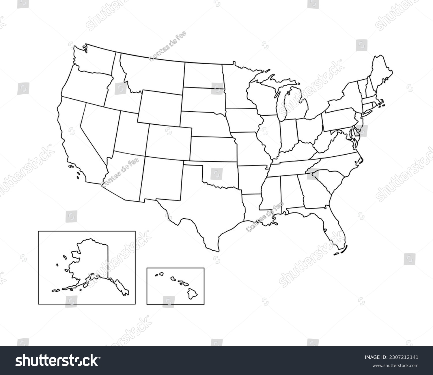 United States America Political Map Simple Stock Vector Royalty Free 2307212141 Shutterstock