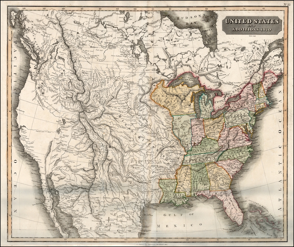 map of 1820 united states