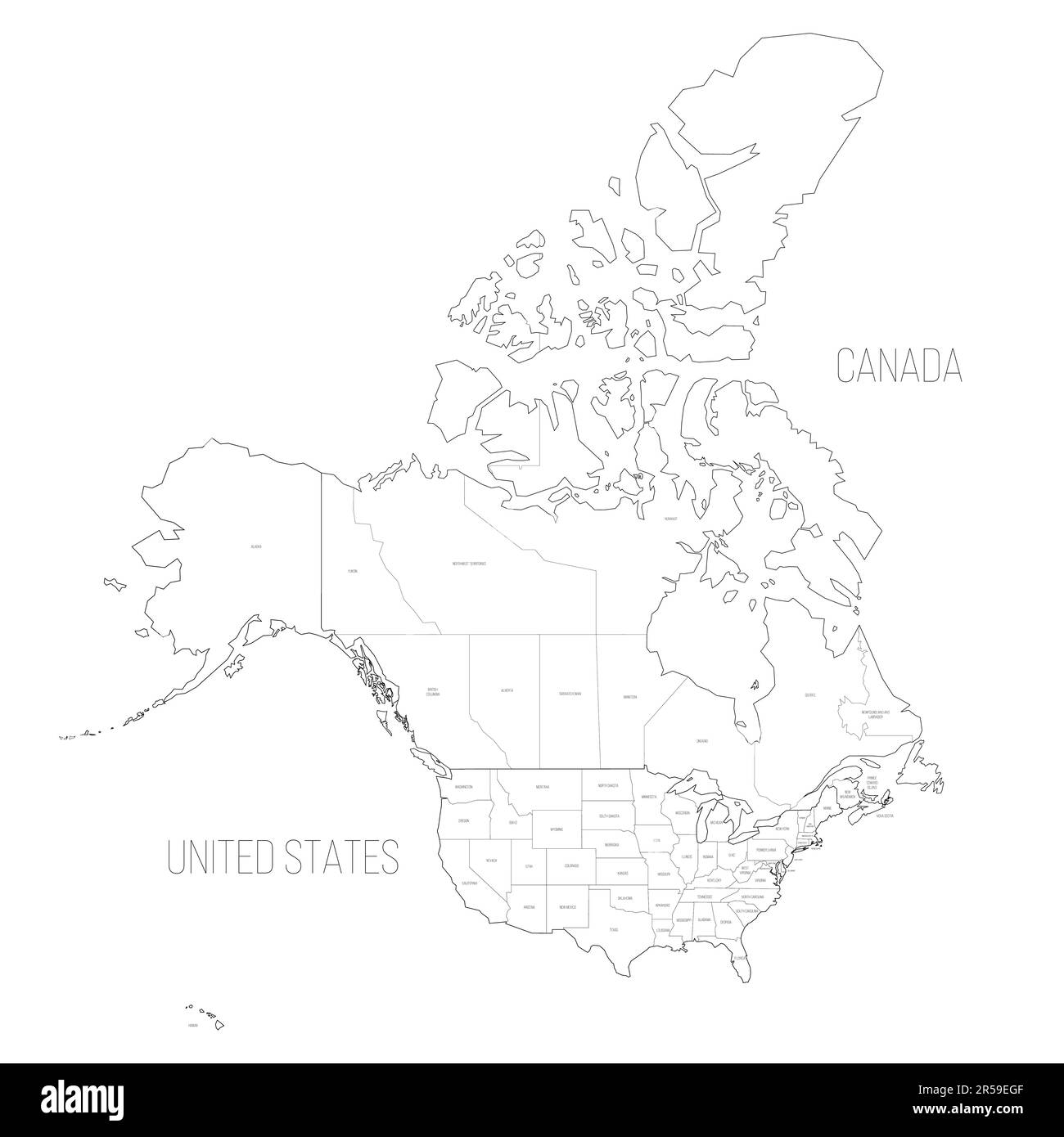 United States And Canada Political Map Of Administrative Divisions Blank Black Outline Vector Map Stock Vector Image Art Alamy