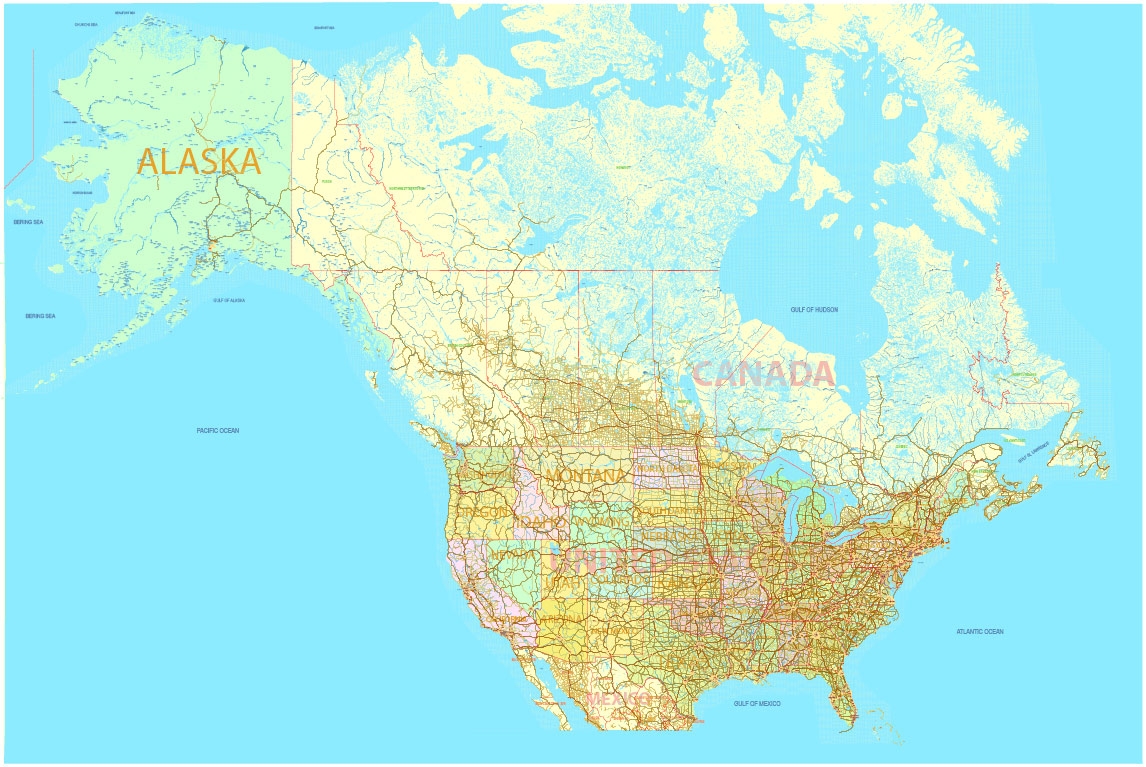 map of united states and canada border