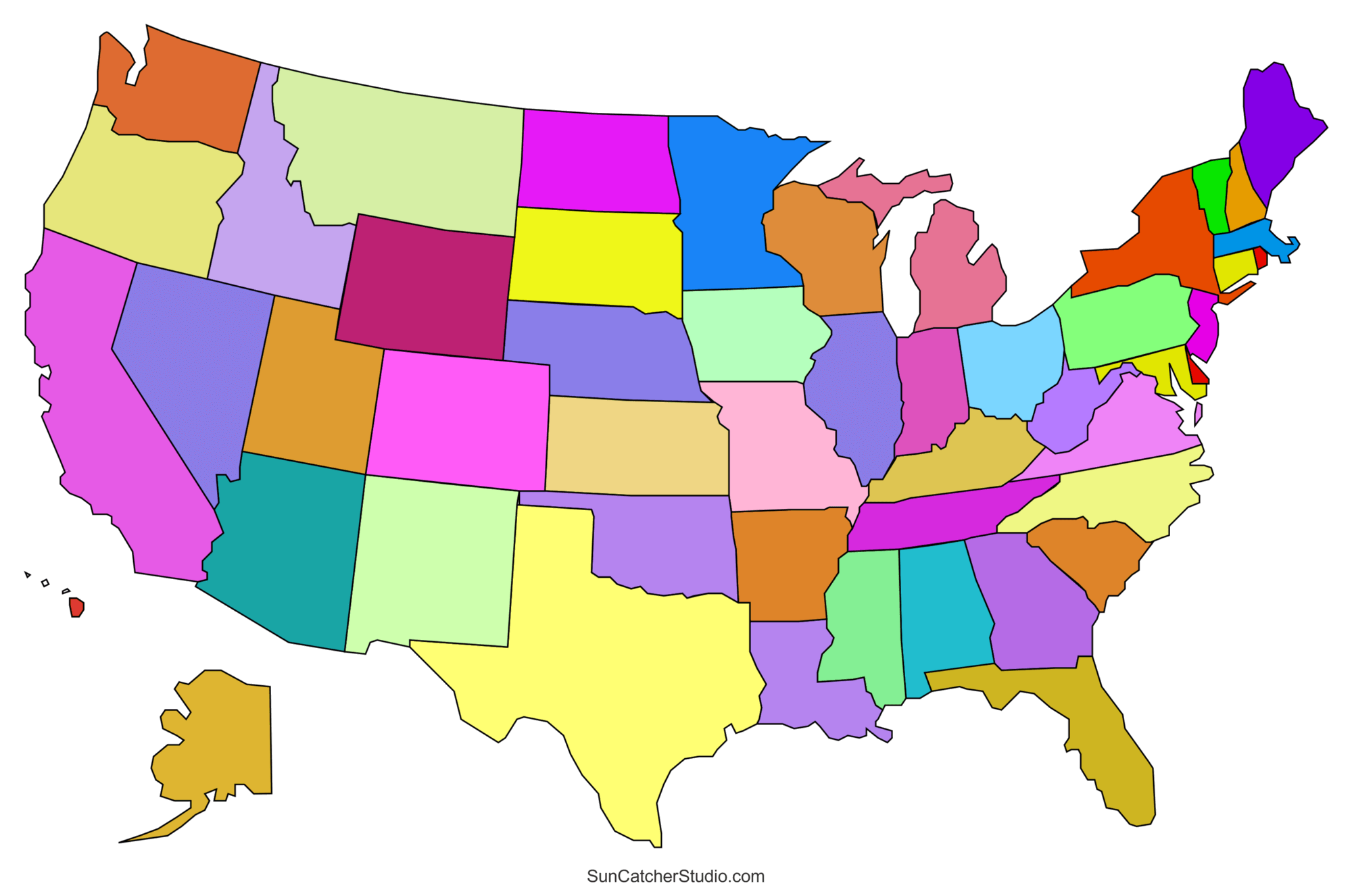 map of united states unlabeled