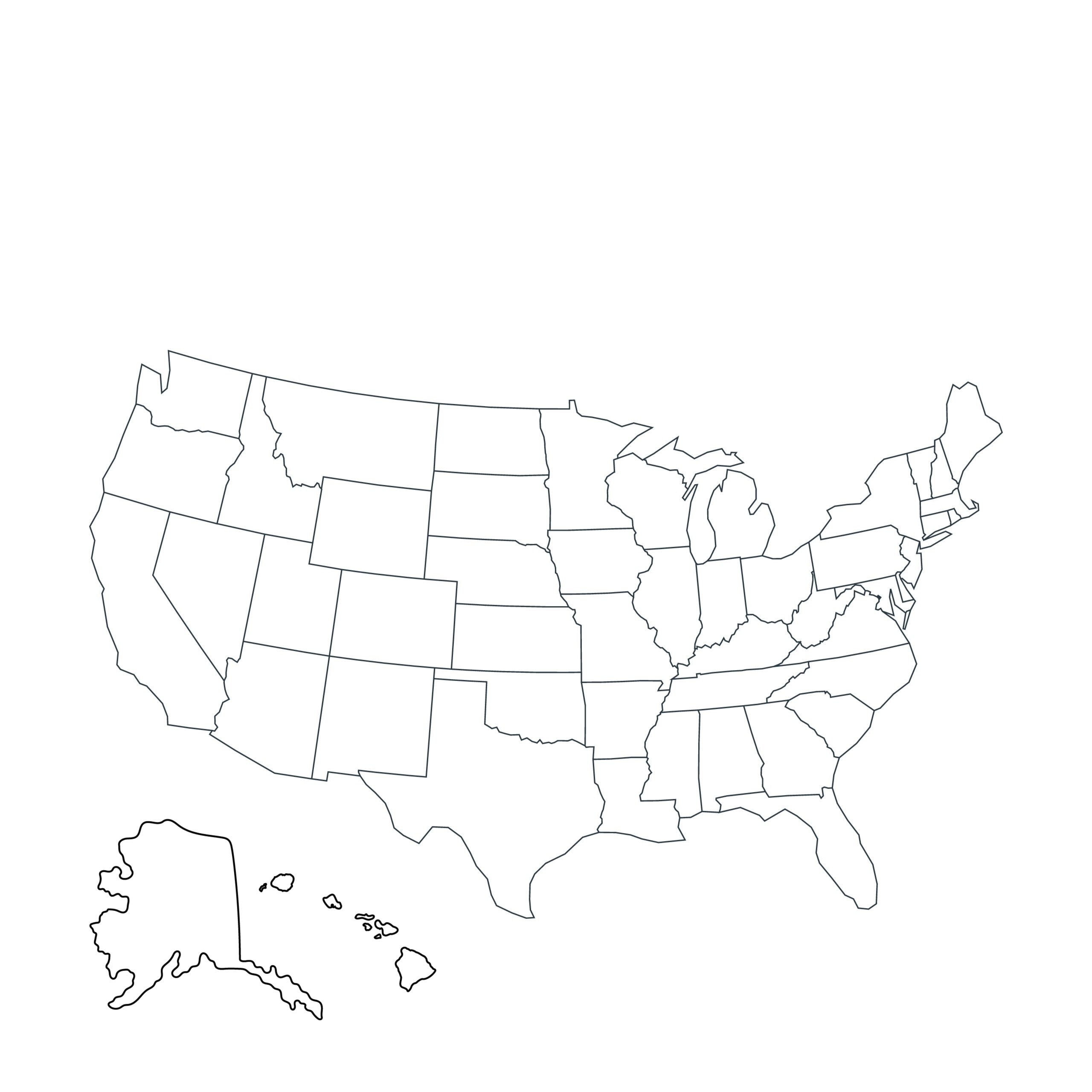 United States Blank Map Unlabeled Map Of USA Outline Printable Etsy Israel