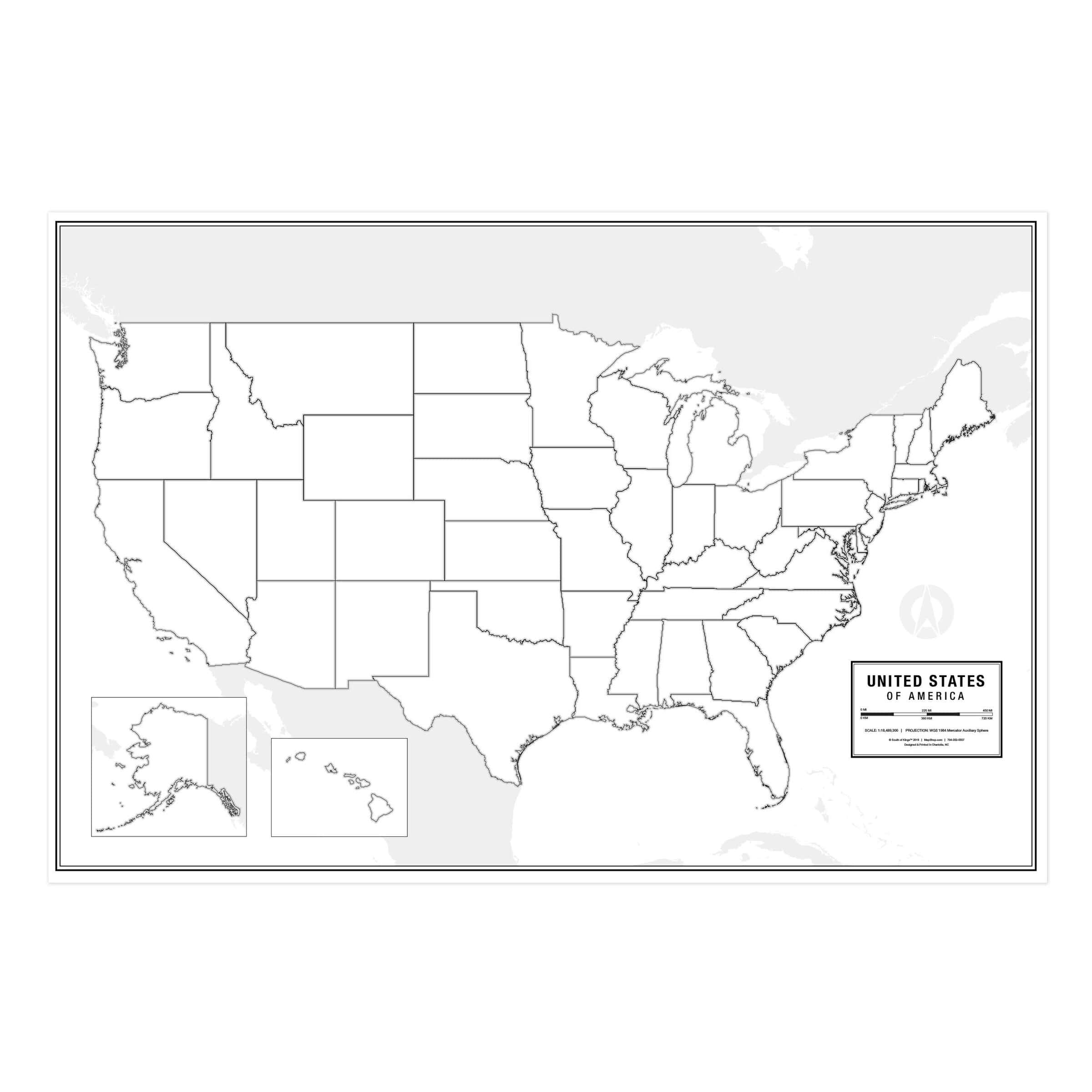 United States Blank Wall Map By South Of Kings The Map Shop United States Blank Wall Map By South Of Kings The Map Shop