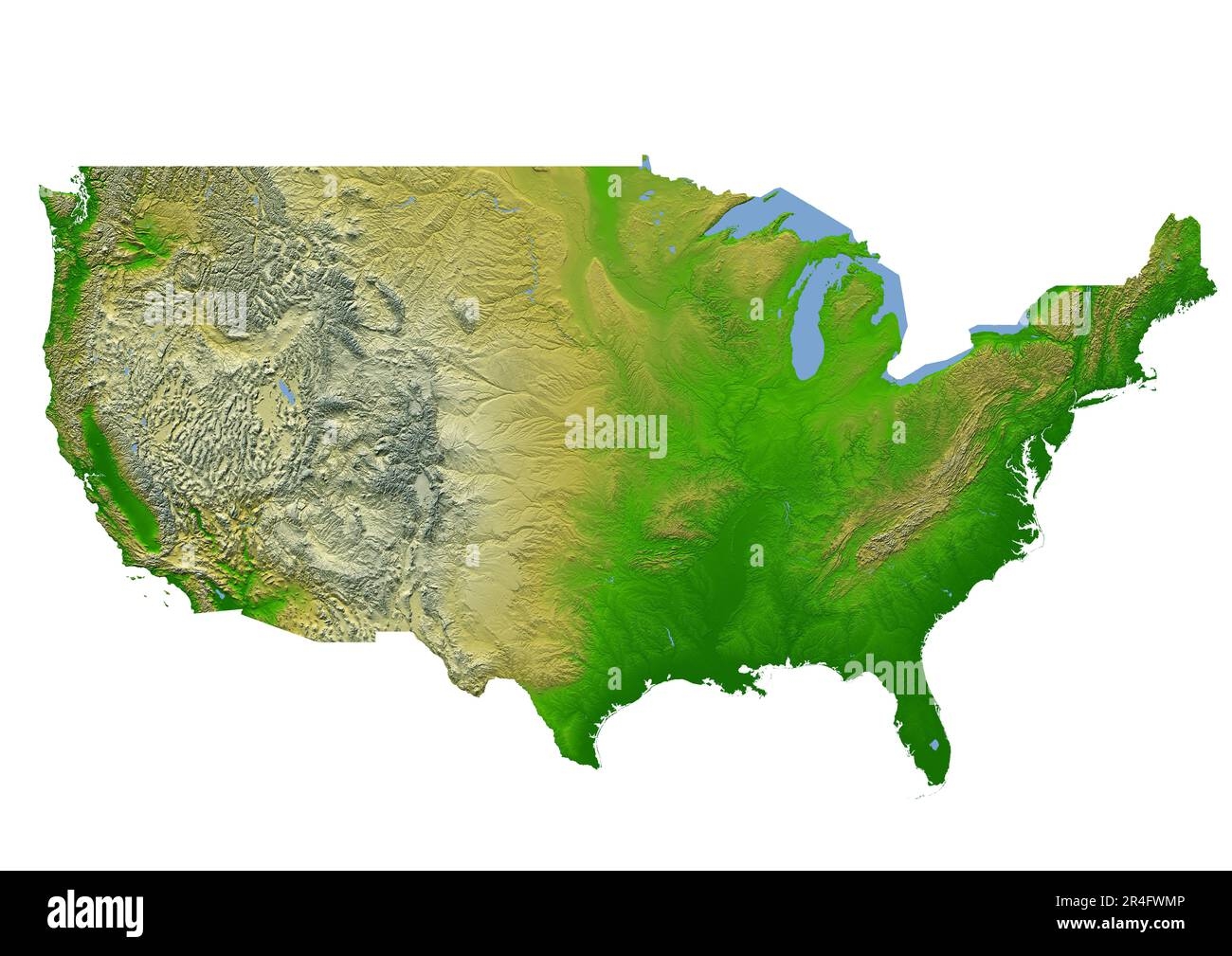 map of united states with landforms