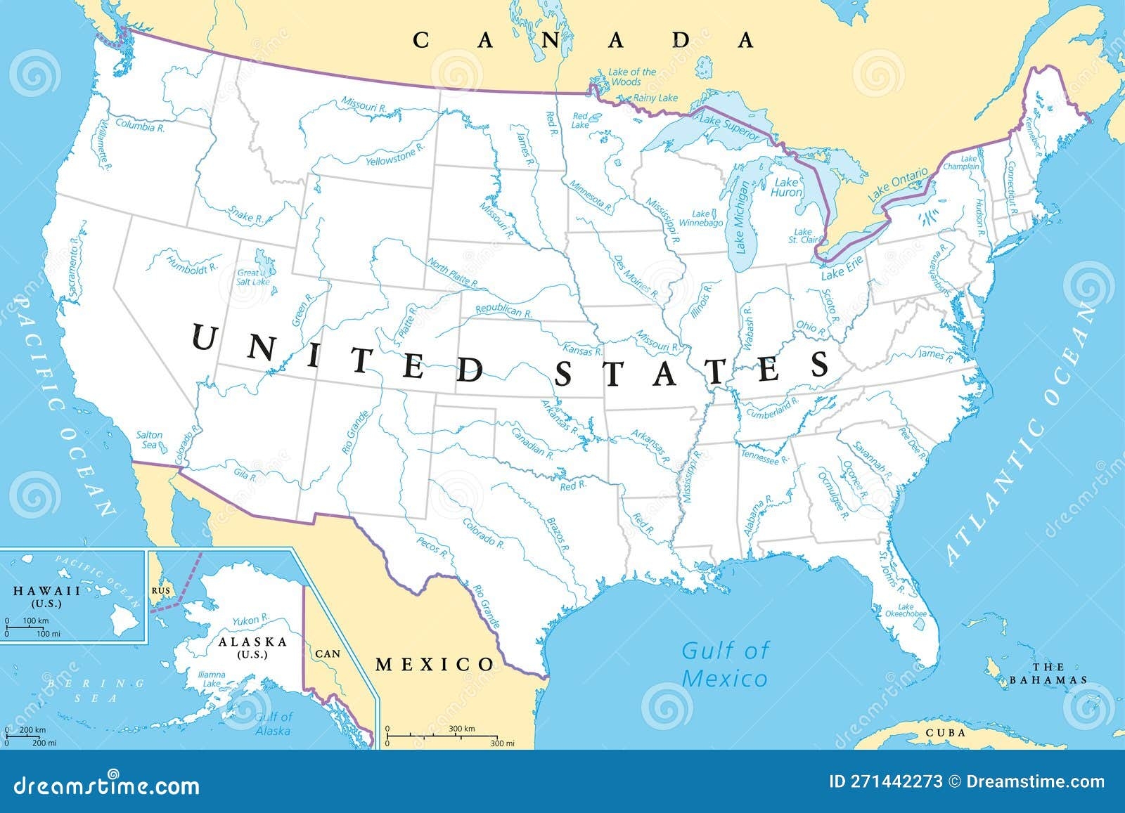 united states map rivers and lakes