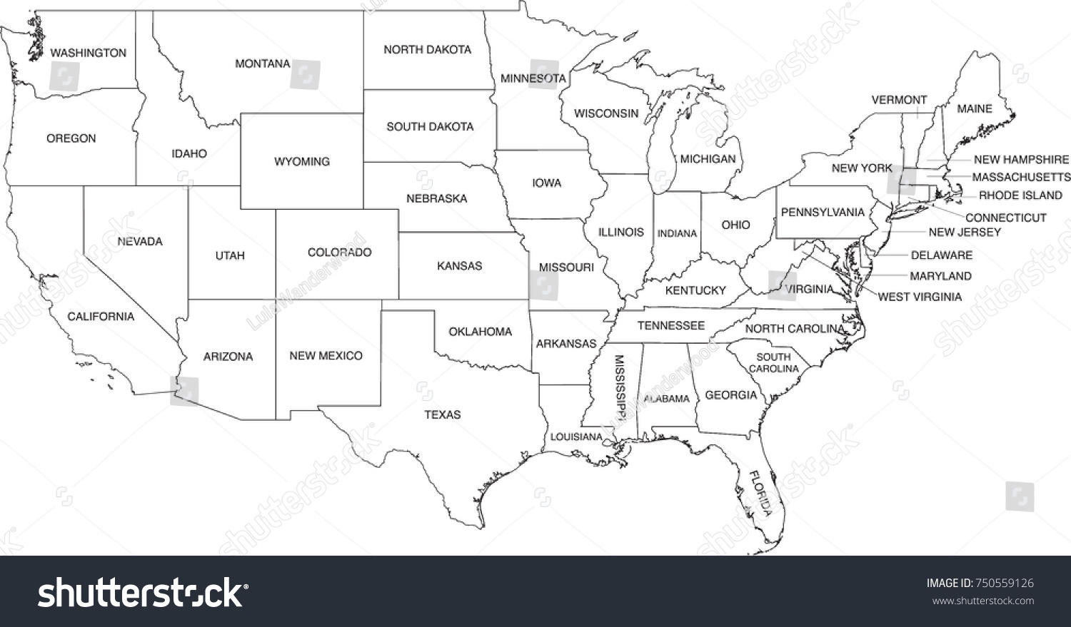 United States Map Coloring Book Outlines Stock Vector Royalty Free 750559126 Shutterstock United States Map Coloring Book Outlines Stock Vector Royalty Free 750559126 Shutterstock