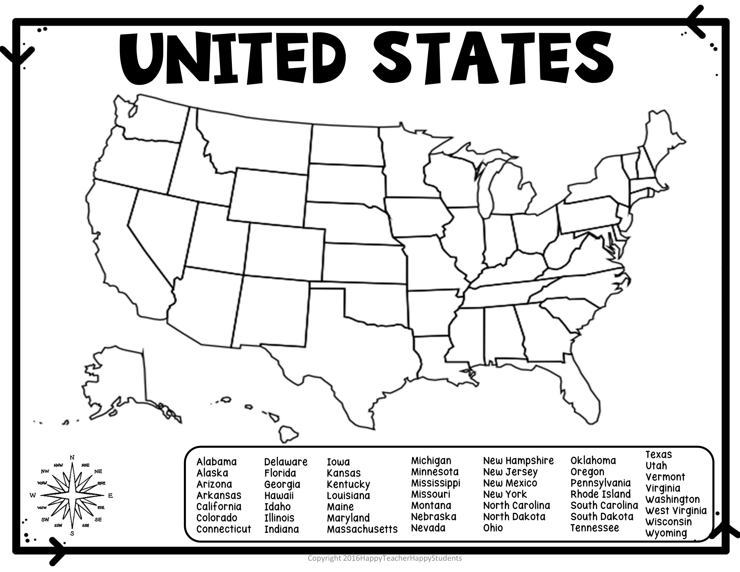 blank state map of usa