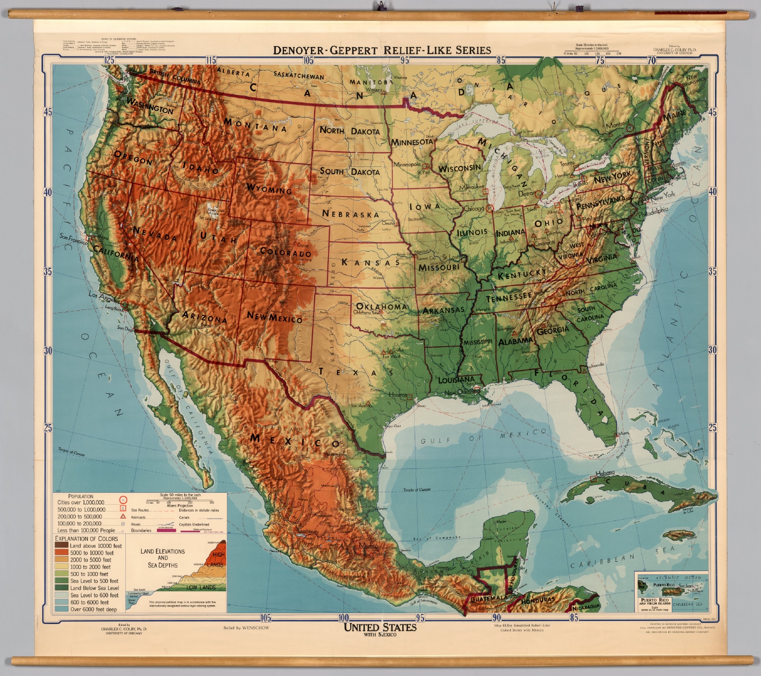 United States Mexico Physical Political David Rumsey Historical Map Collection